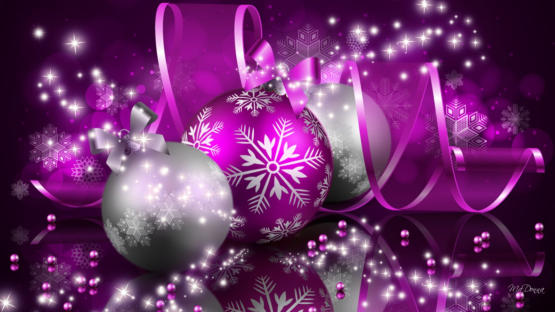 Download mobile wallpaper Christmas, Holiday, Purple, Silver, Sparkles, Christmas Ornaments for free.