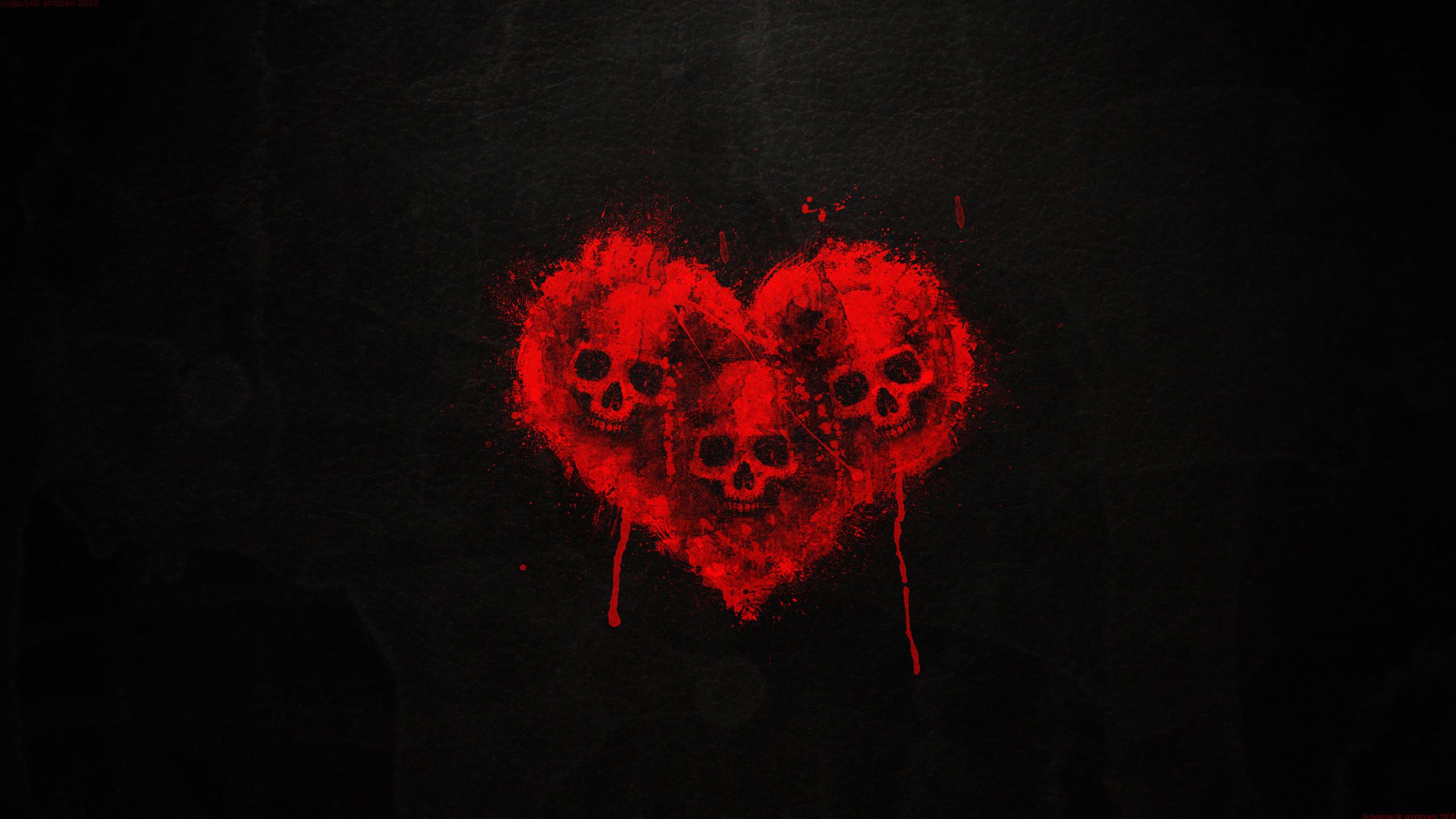 Download mobile wallpaper Dark, Heart, Painting, Skull for free.