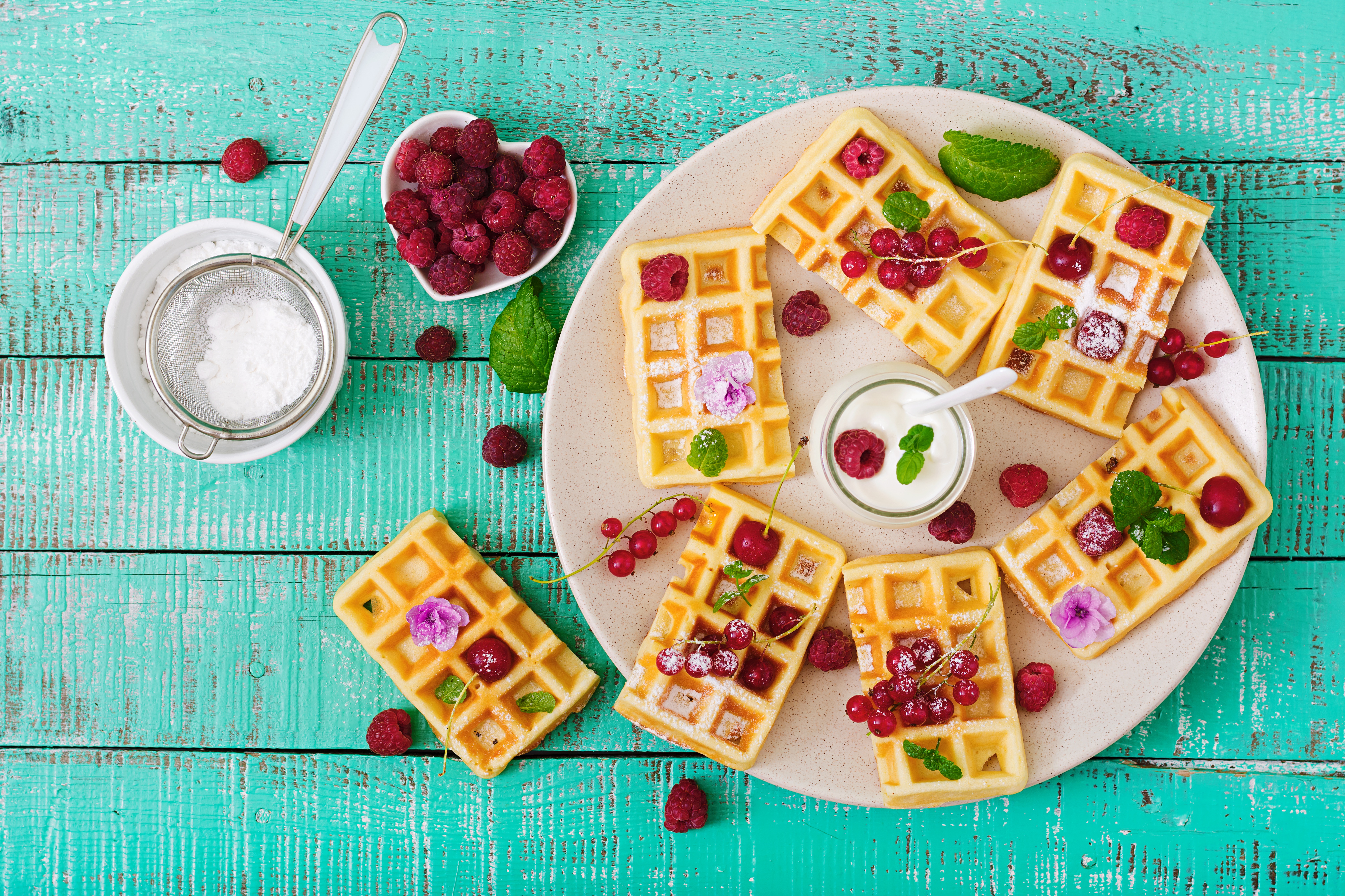 Free download wallpaper Food, Raspberry, Still Life, Berry, Fruit, Waffle on your PC desktop