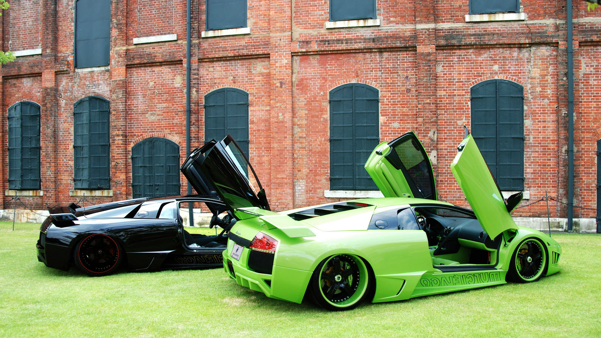 Download mobile wallpaper Green Car, Lamborghini Murciélago, Black Car, Lamborghini, Vehicles for free.