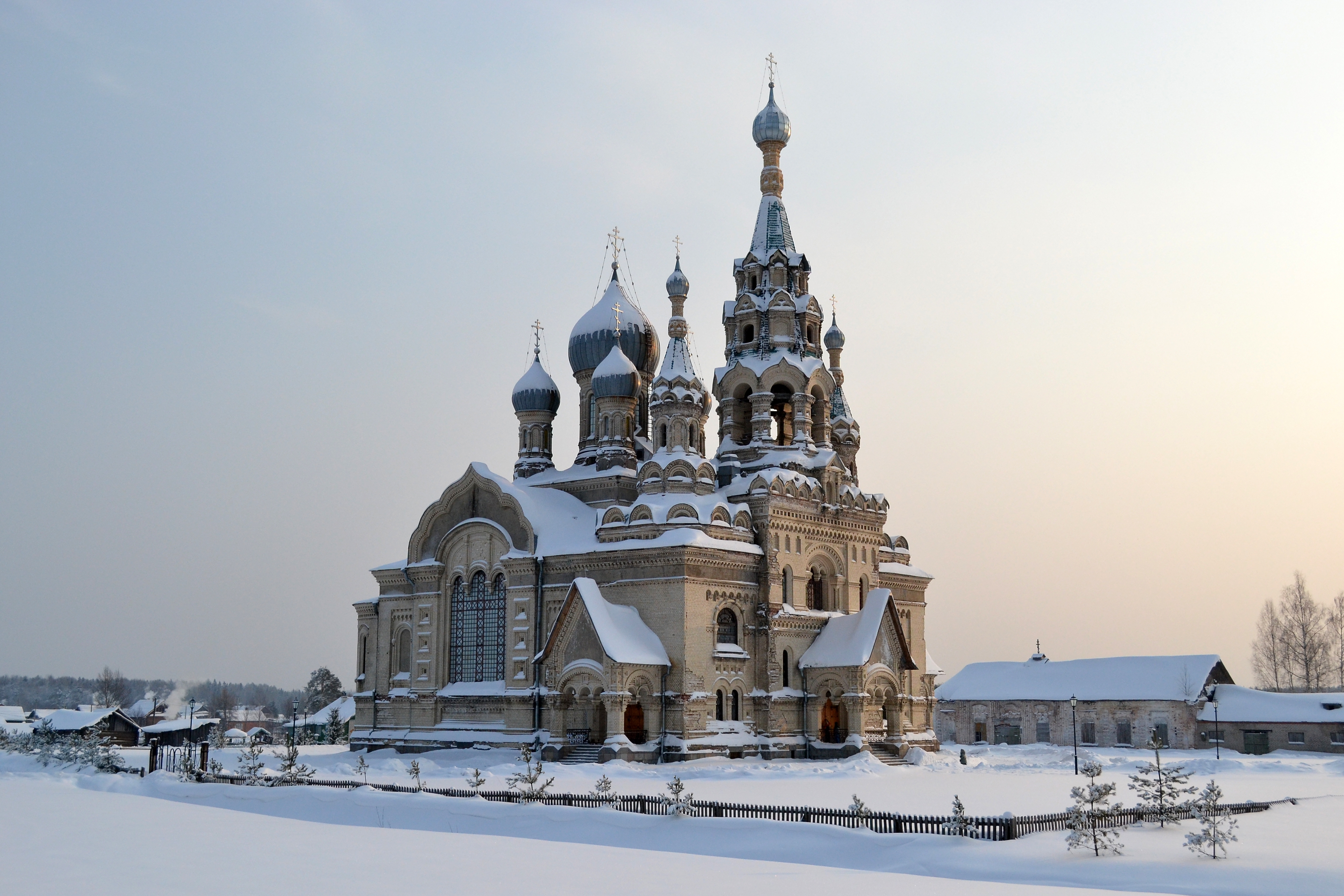 temple, cities, winter, snow, cold, russia, spassky temple, yaroslavl region, kukoboy village, village of kukobo