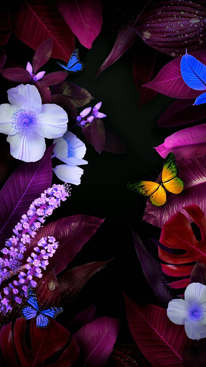 Скачать картинку Цветок, Бабочка, Красочный, Художественные, Флауэрсы в телефон бесплатно.