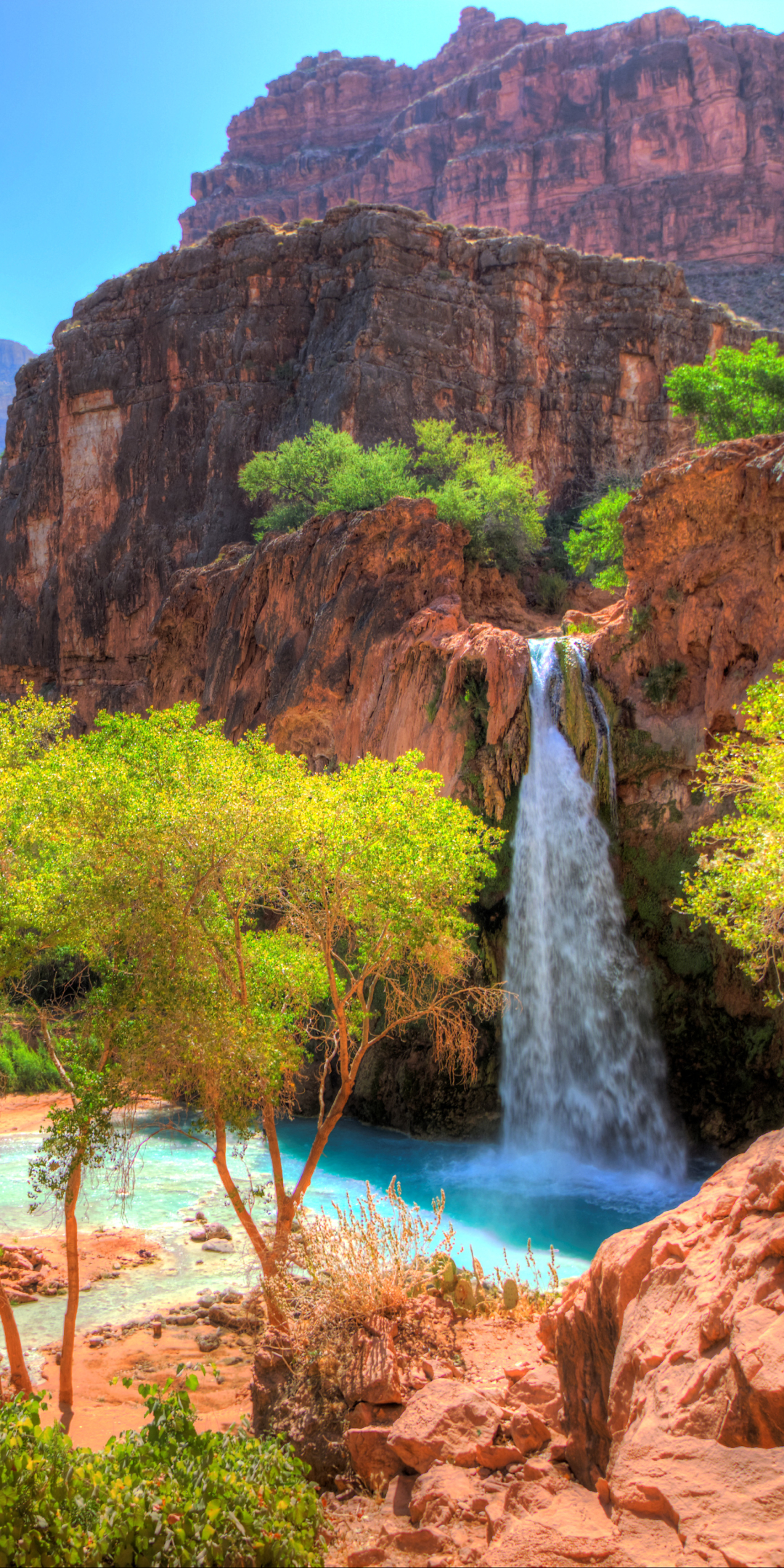 Download mobile wallpaper Landscape, Nature, Water, Waterfall, Earth, Cliff, Hdr for free.