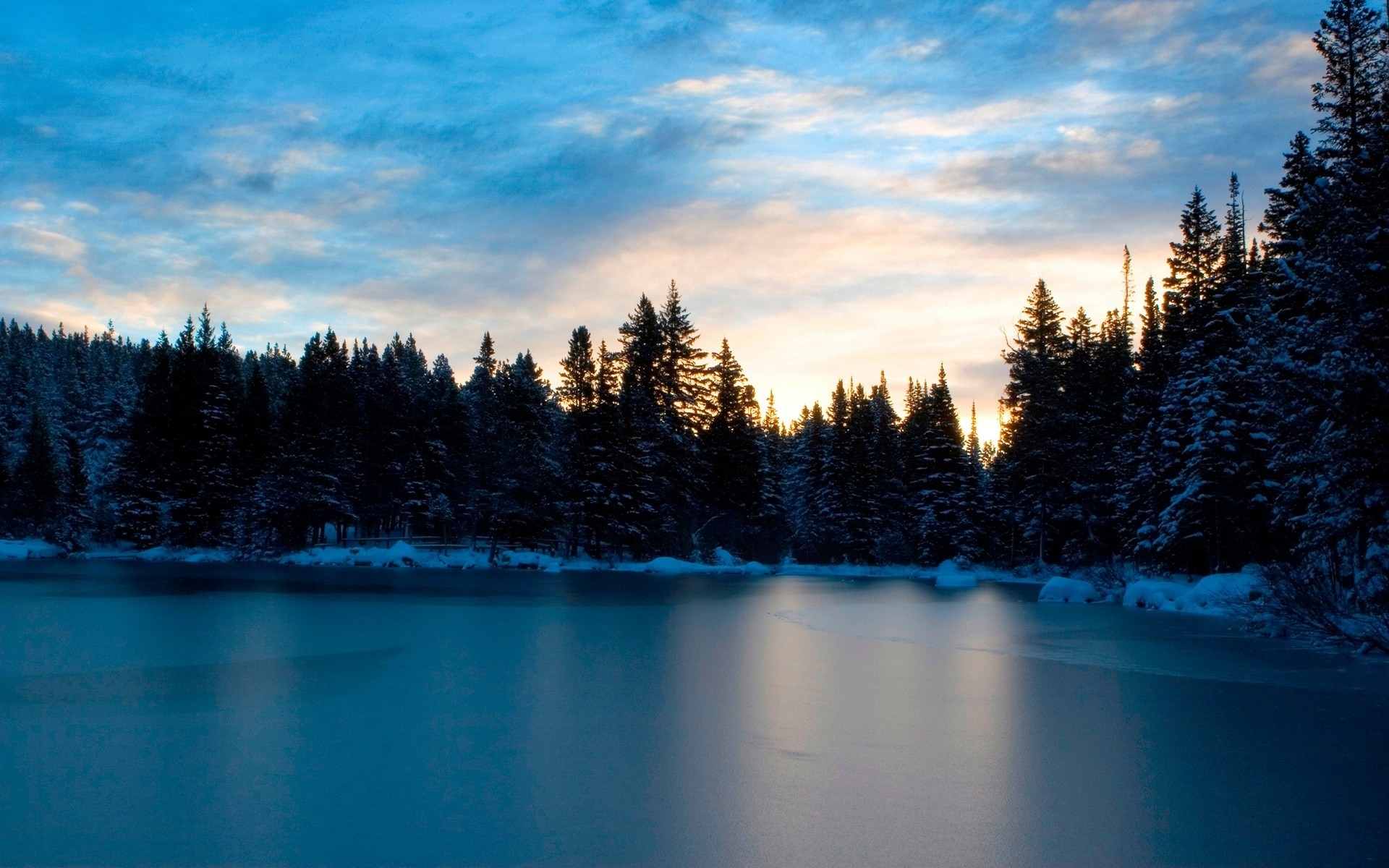 Free download wallpaper Winter, Water, Trees, Sky, Landscape on your PC desktop