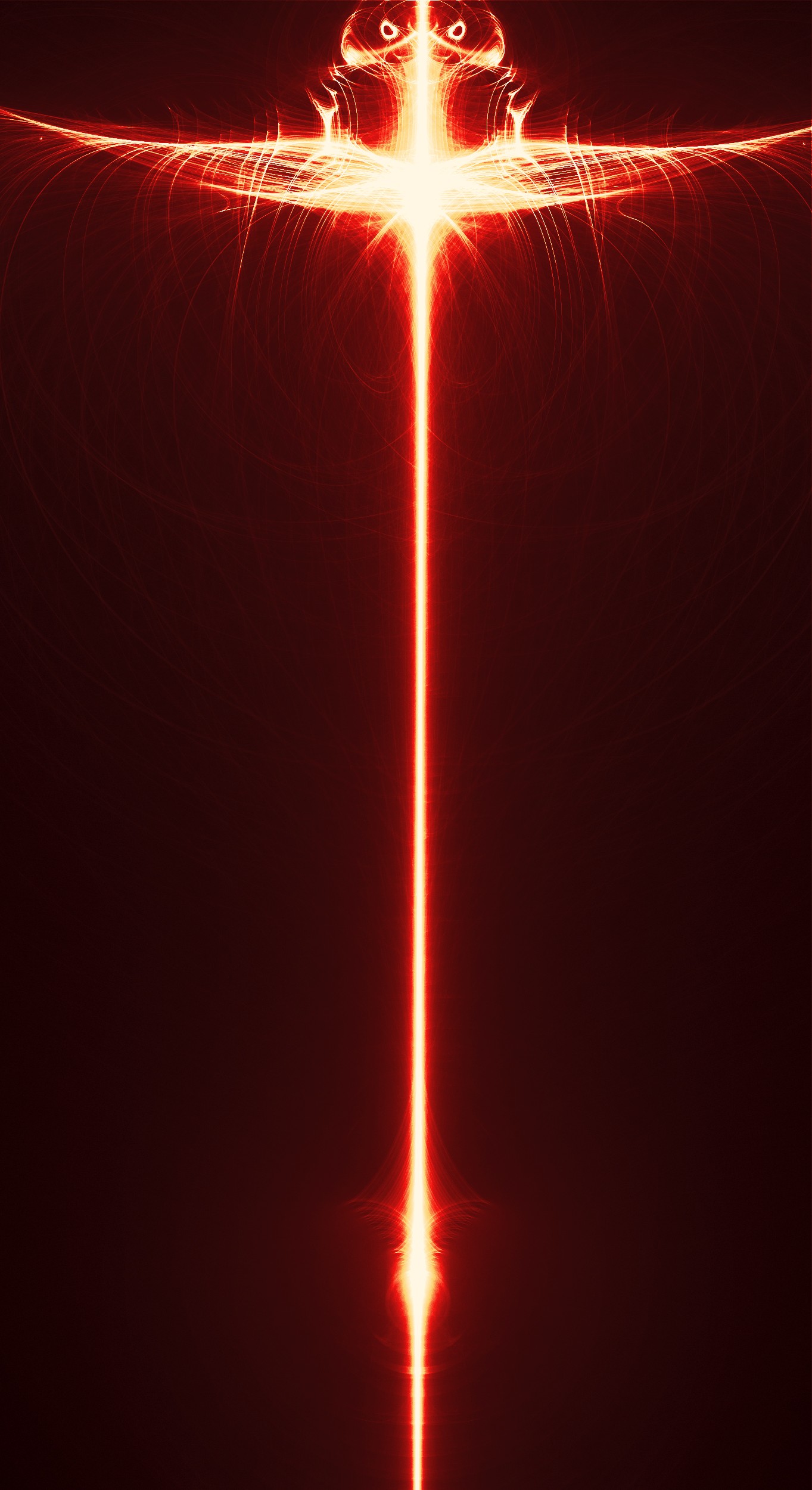 red, fractal, abstract, shine, light, ray Full HD