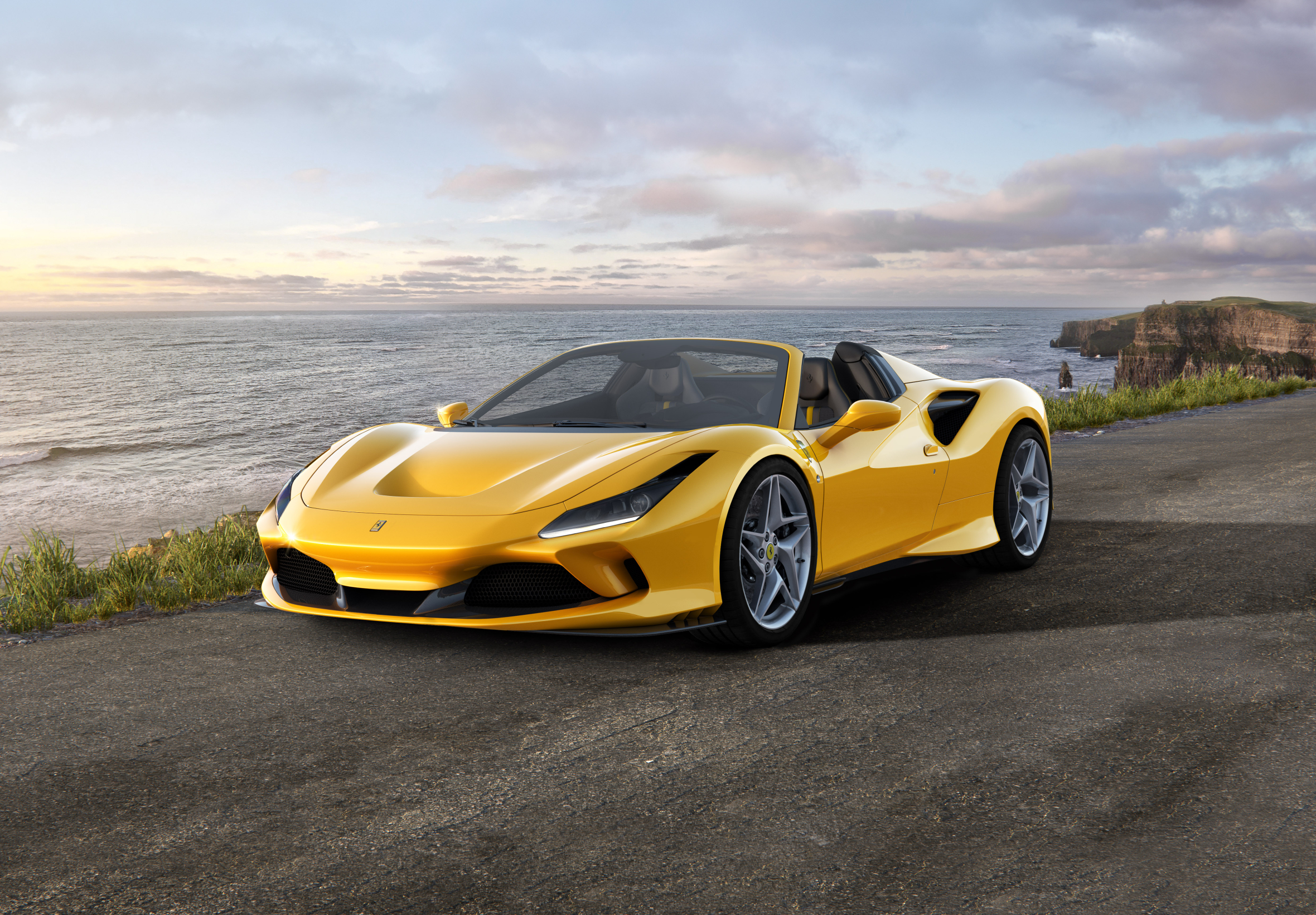 Free download wallpaper Ferrari, Car, Convertible, Supercar, Vehicle, Vehicles, Yellow Car, Ferrari F8 Spider on your PC desktop