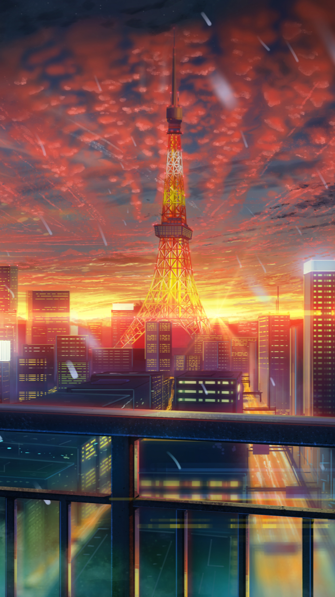 Download mobile wallpaper Anime, Sky, City for free.