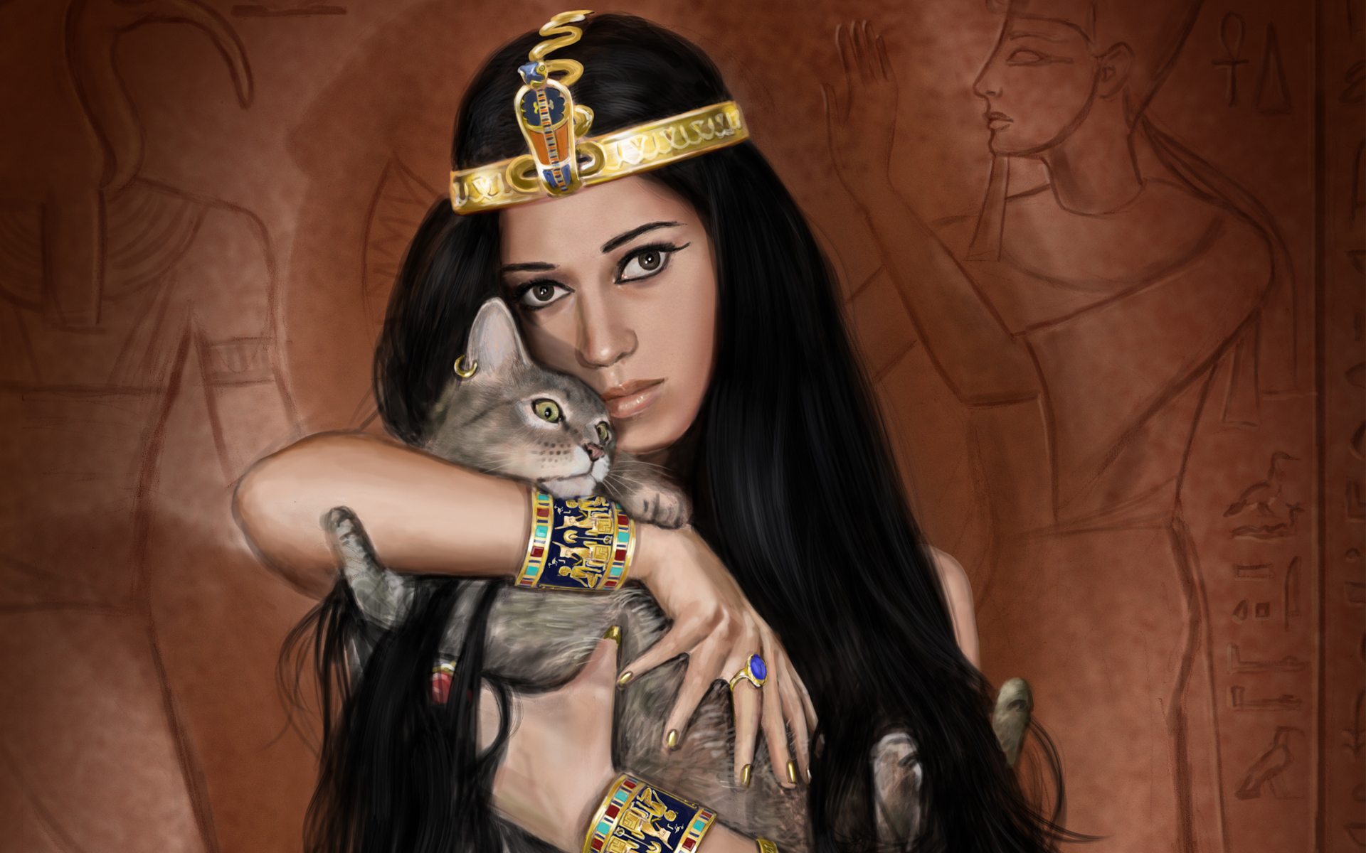 fantasy, egyptian, cat, occult