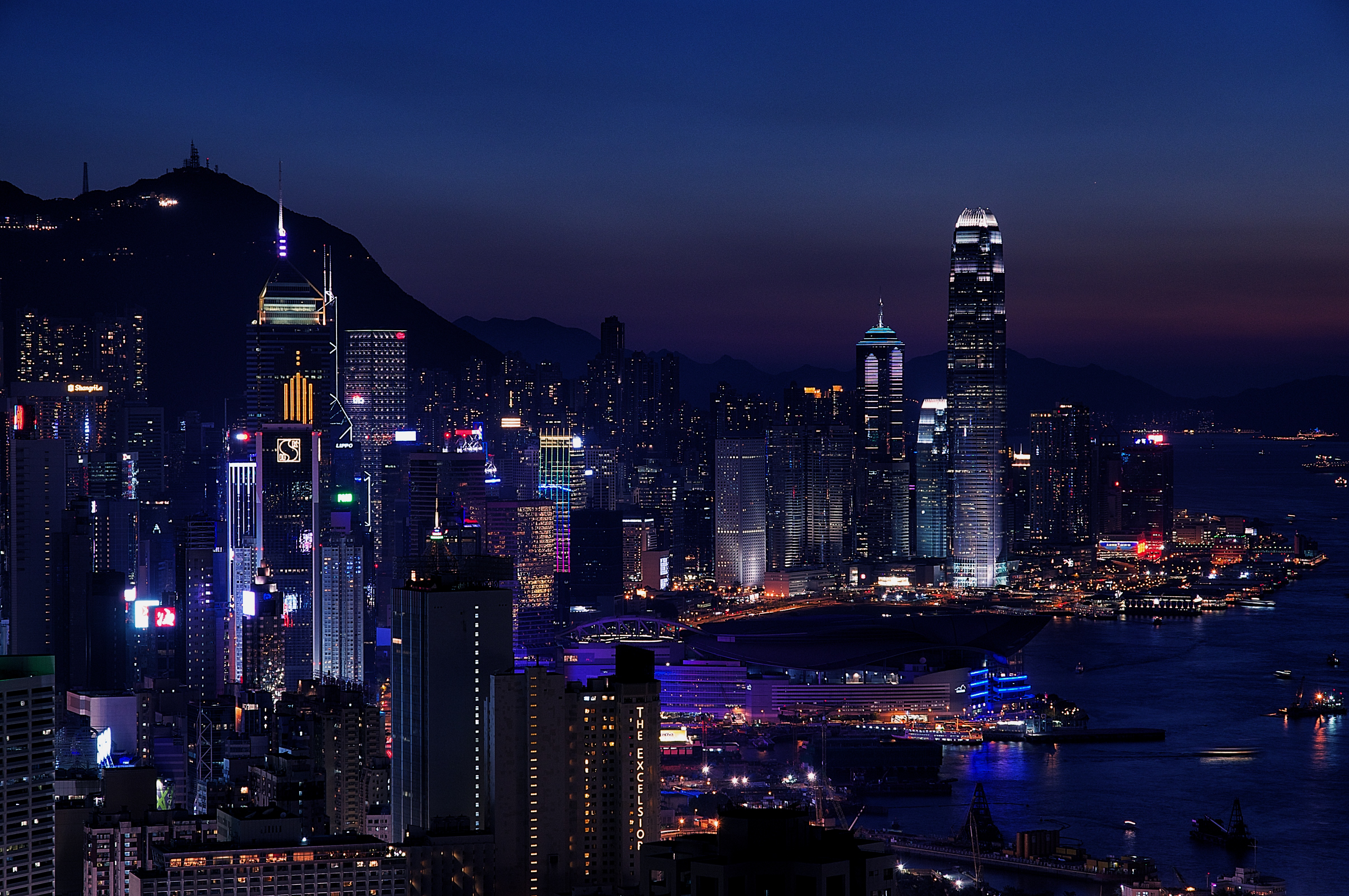 skyscrapers, hong kong, megapolis, hong kong s a r, night city, megalopolis, cities, city lights