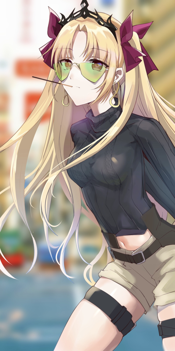 Download mobile wallpaper Anime, Blonde, Glasses, Earrings, Shorts, Long Hair, Twintails, Fate/grand Order, Turtleneck, Ereshkigal (Fate/grand Order), Headpiece, Fate Series for free.