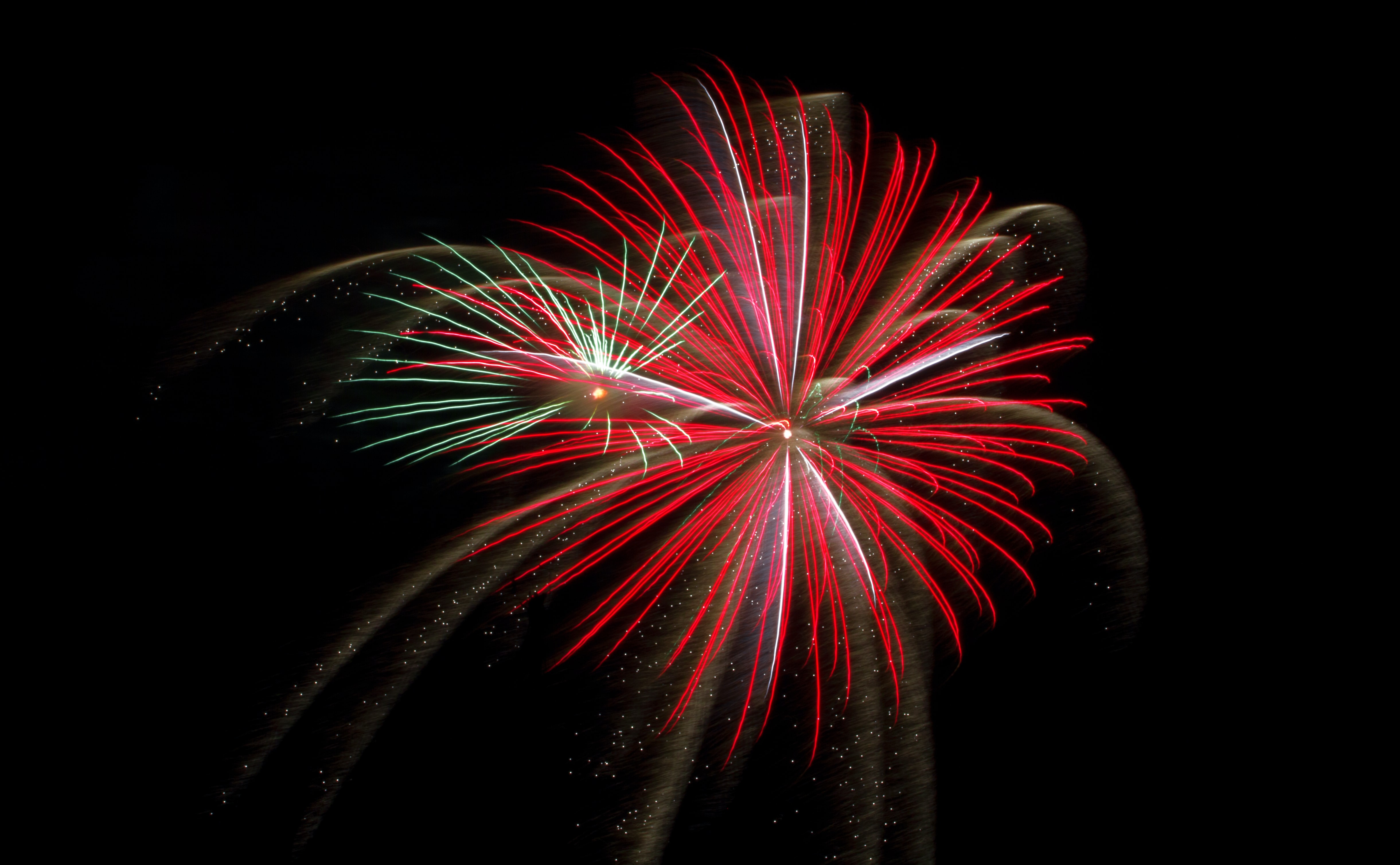 fireworks, red, holidays, salute, sparks, firework