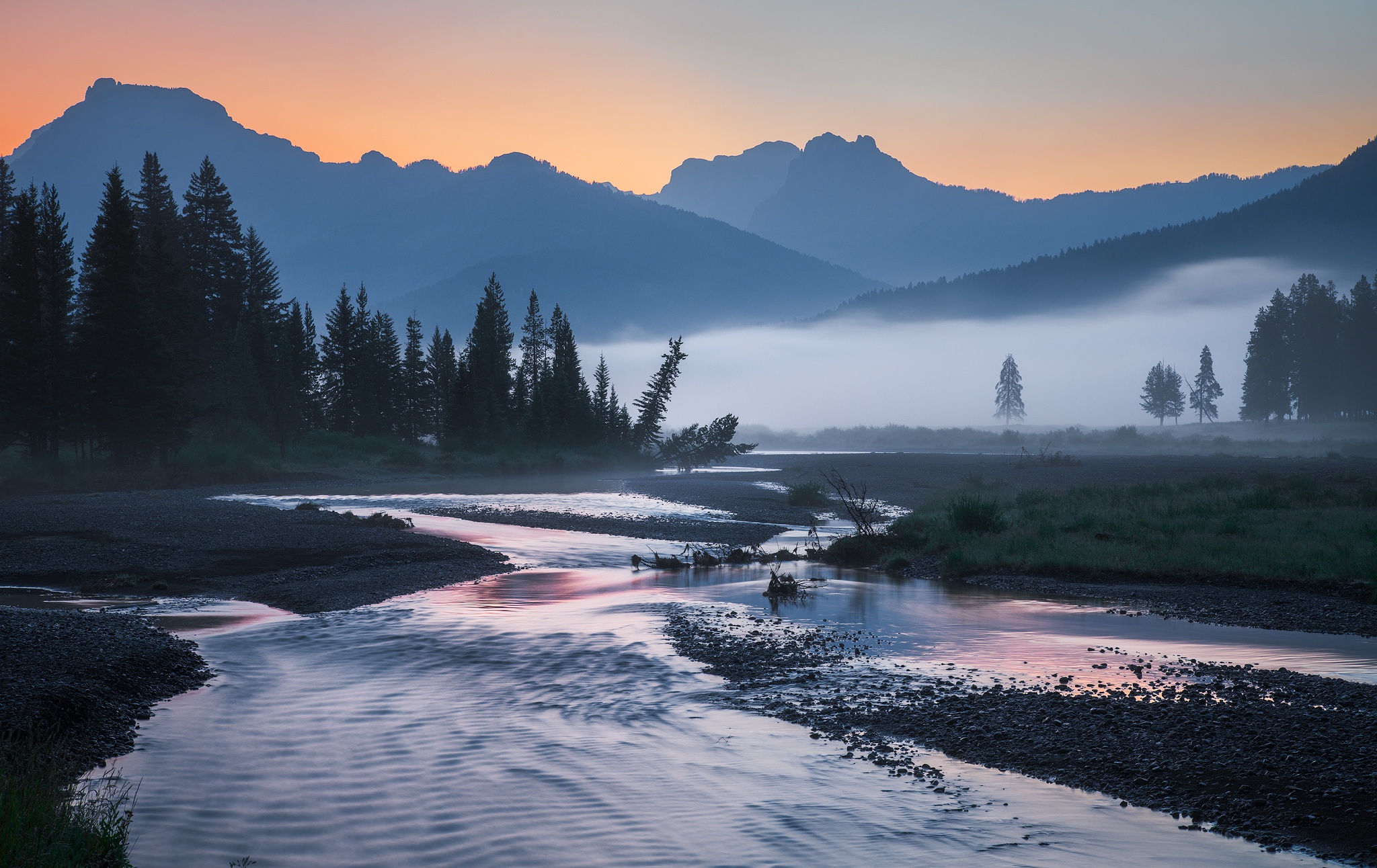 Laden Sie das Landschaft, Natur, Nebel, Fluss, Erde/natur-Bild kostenlos auf Ihren PC-Desktop herunter