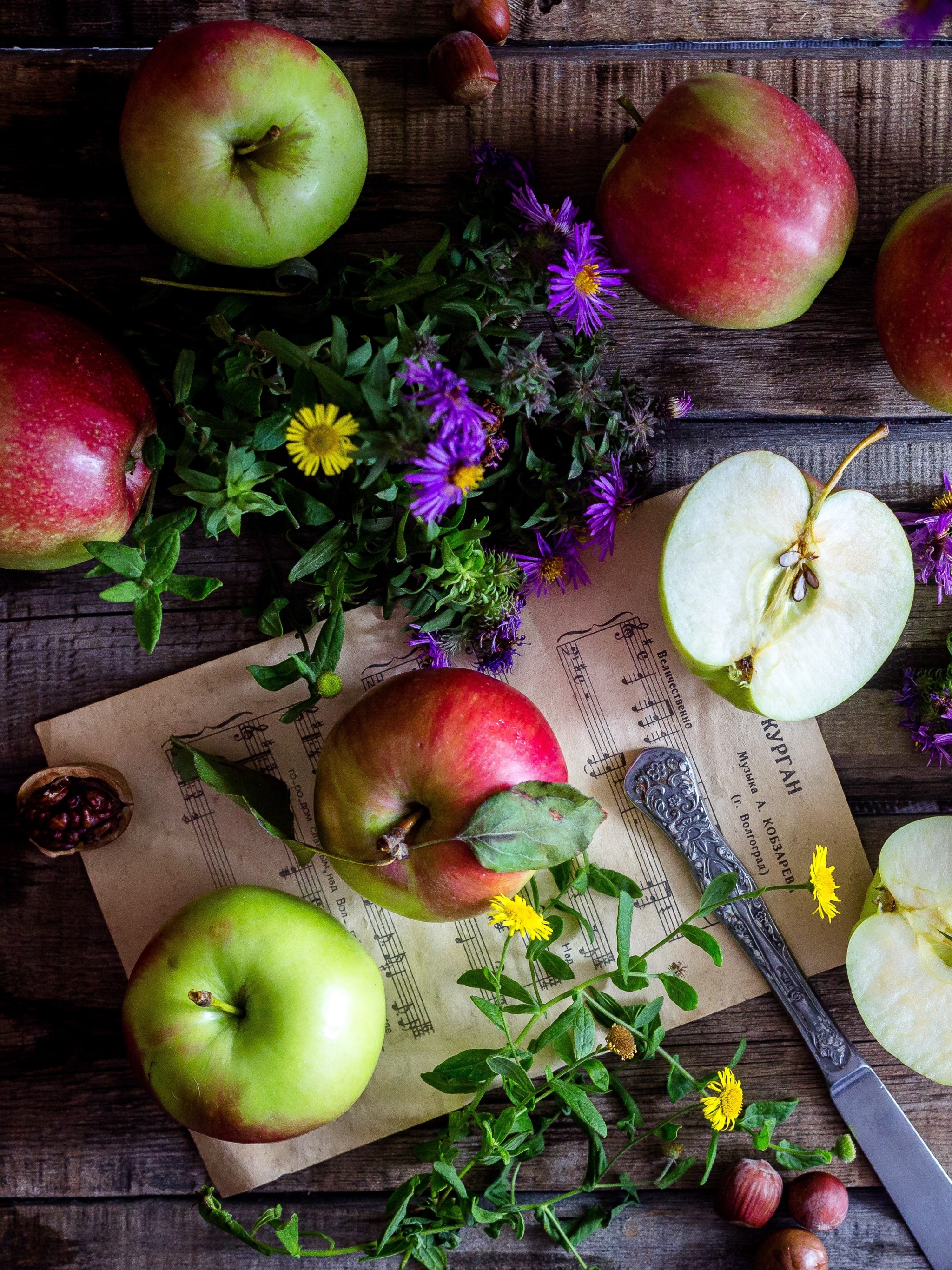 Handy-Wallpaper Obst, Blume, Frucht, Apfel, Nahrungsmittel, Stillleben, Früchte kostenlos herunterladen.