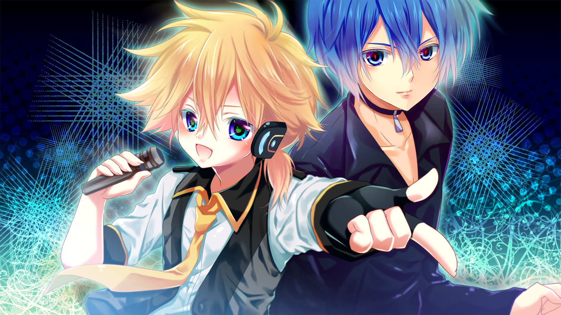 Laden Sie das Vocaloid, Animes, Kaito (Vocaloid), Len Kagamine-Bild kostenlos auf Ihren PC-Desktop herunter
