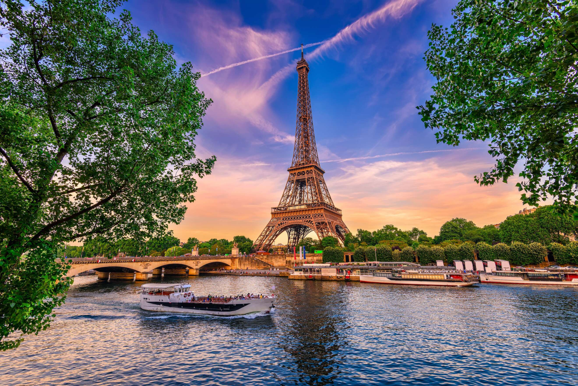 Download mobile wallpaper Paris, Eiffel Tower, Monuments, Bridge, Man Made for free.