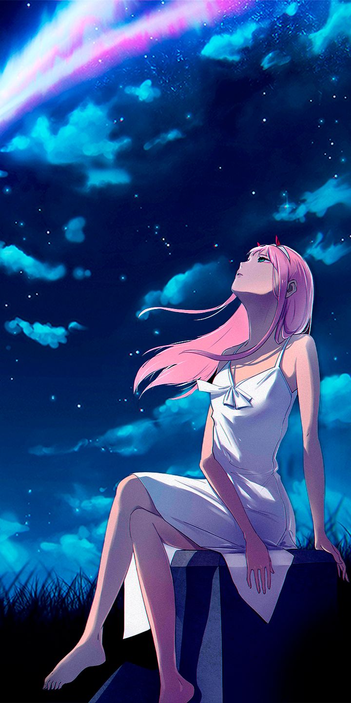 Download mobile wallpaper Anime, Crossover, Kimi No Na Wa, Darling In The Franxx, Zero Two (Darling In The Franxx) for free.