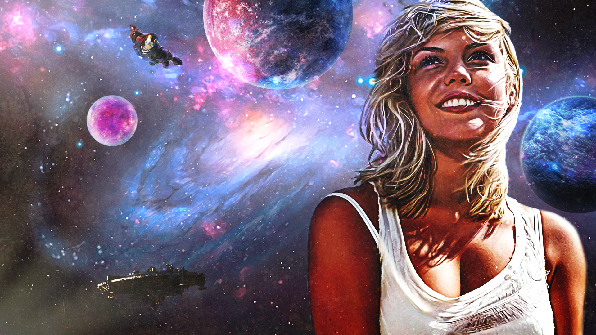 Free download wallpaper Universe, Space, Planet, Artistic, Women on your PC desktop
