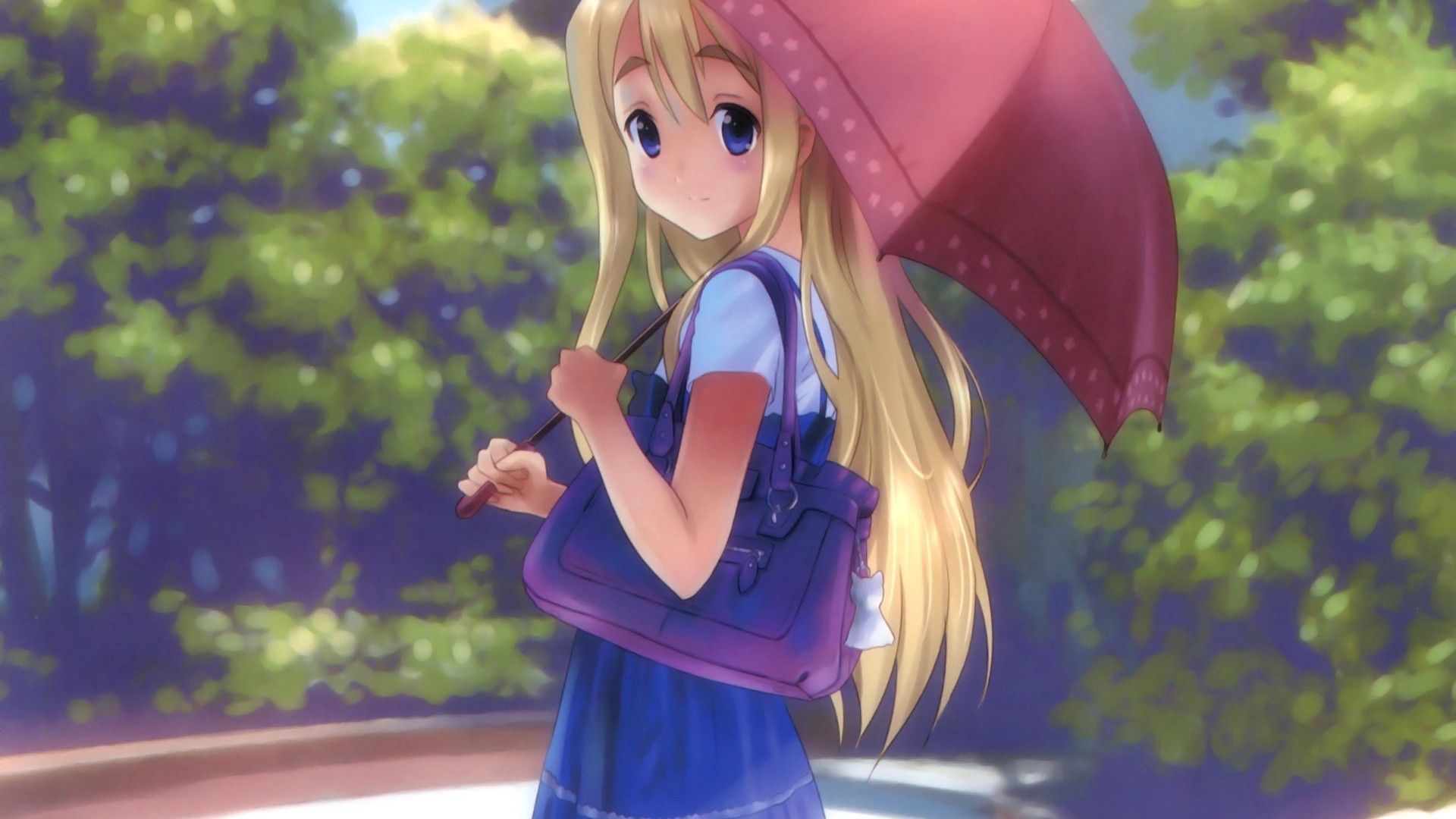 76666 descargar fondo de pantalla anime, niña, muchacha, paraguas, rubio, bonita: protectores de pantalla e imágenes gratis