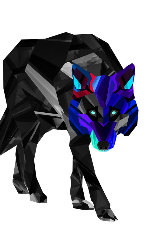 Download mobile wallpaper Abstract, Wolf, Facets for free.