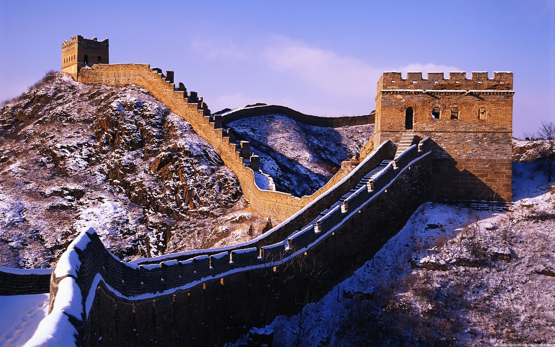 Laden Sie das Chinesische Mauer, Landschaft, Winter-Bild kostenlos auf Ihren PC-Desktop herunter