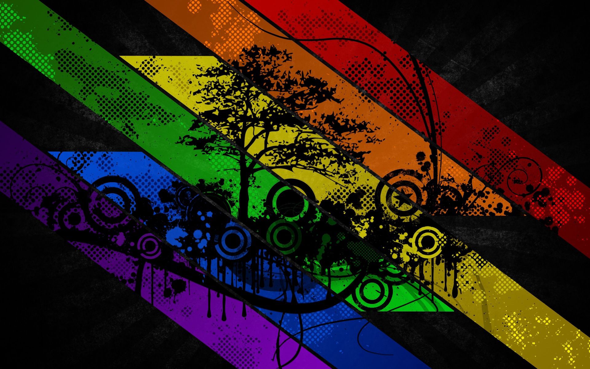 Free download wallpaper Trees, Rainbow, Stripes, Streaks, Lines, Iridescent, Vector on your PC desktop