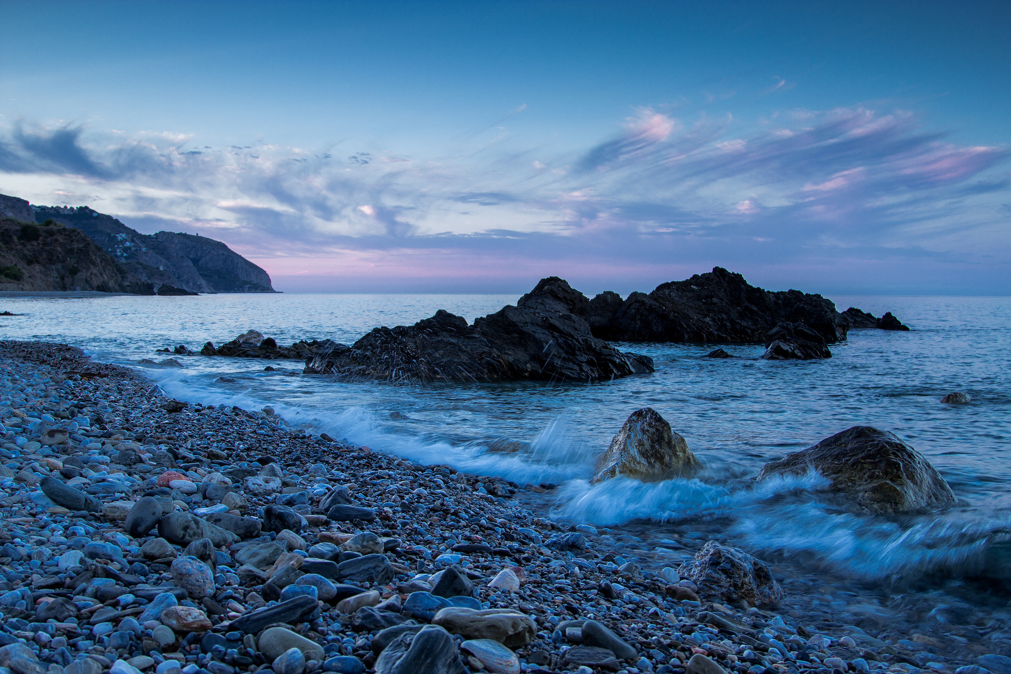 Download mobile wallpaper Sky, Beach, Horizon, Ocean, Earth, Stone for free.