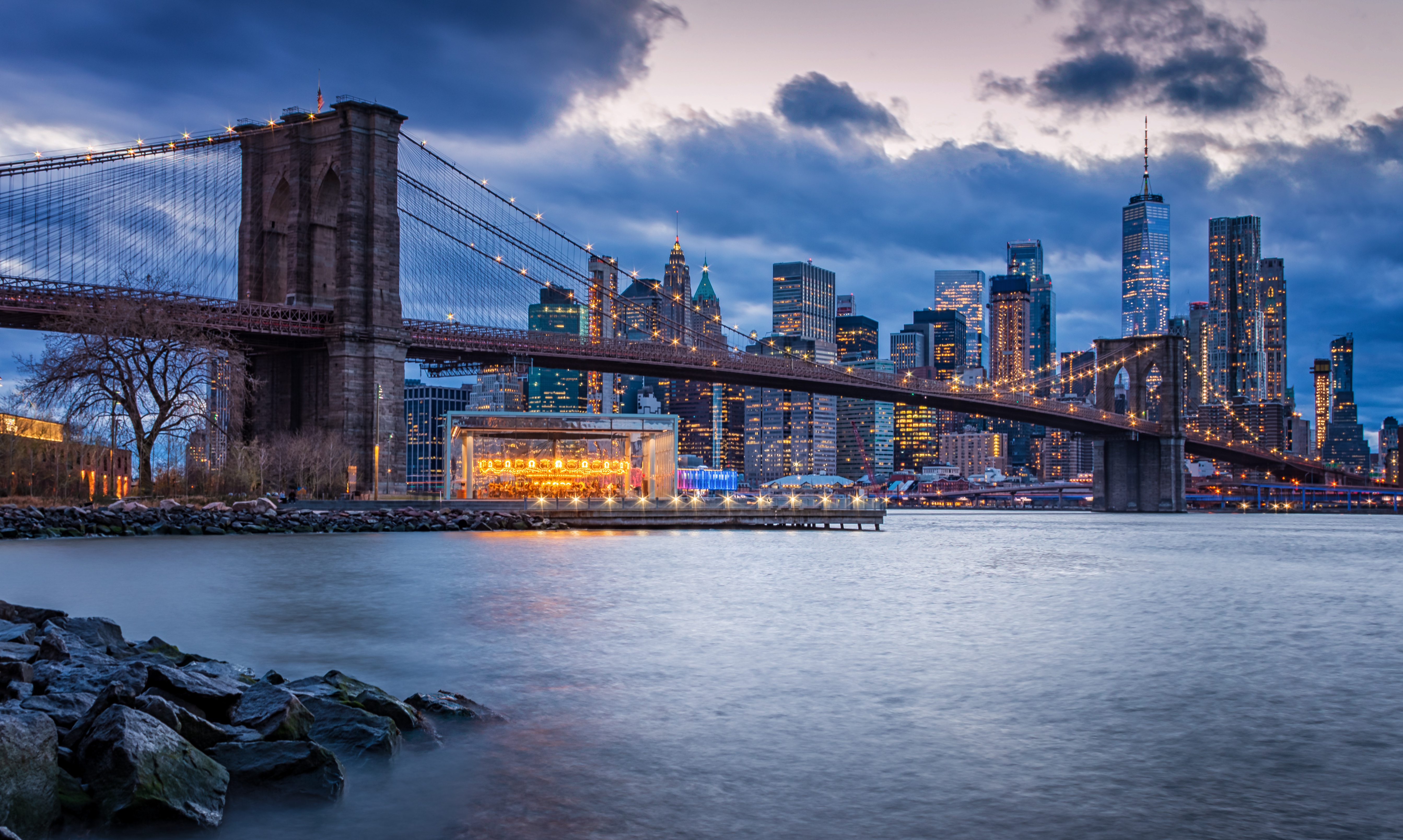 Скачать обои бесплатно Мосты, Город, Мост, Сша, Здание, Нью Йорк, Небоскрёб, Бруклинский Мост, Сделано Человеком картинка на рабочий стол ПК