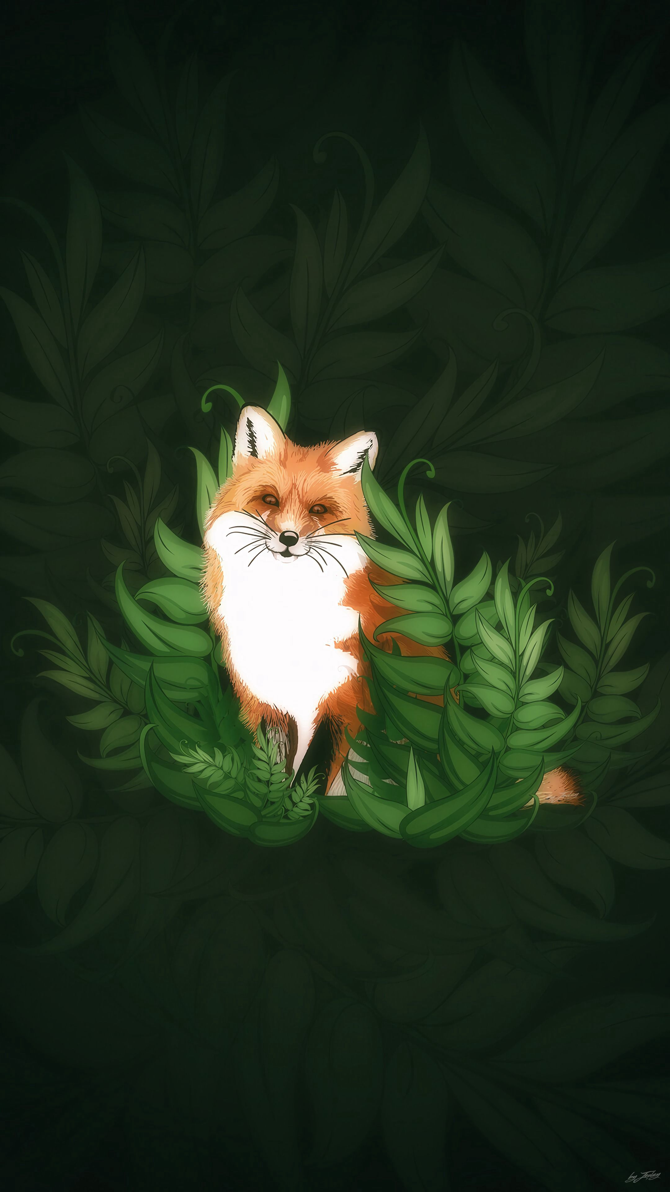 Free HD fox, art, bush, nice, sweetheart