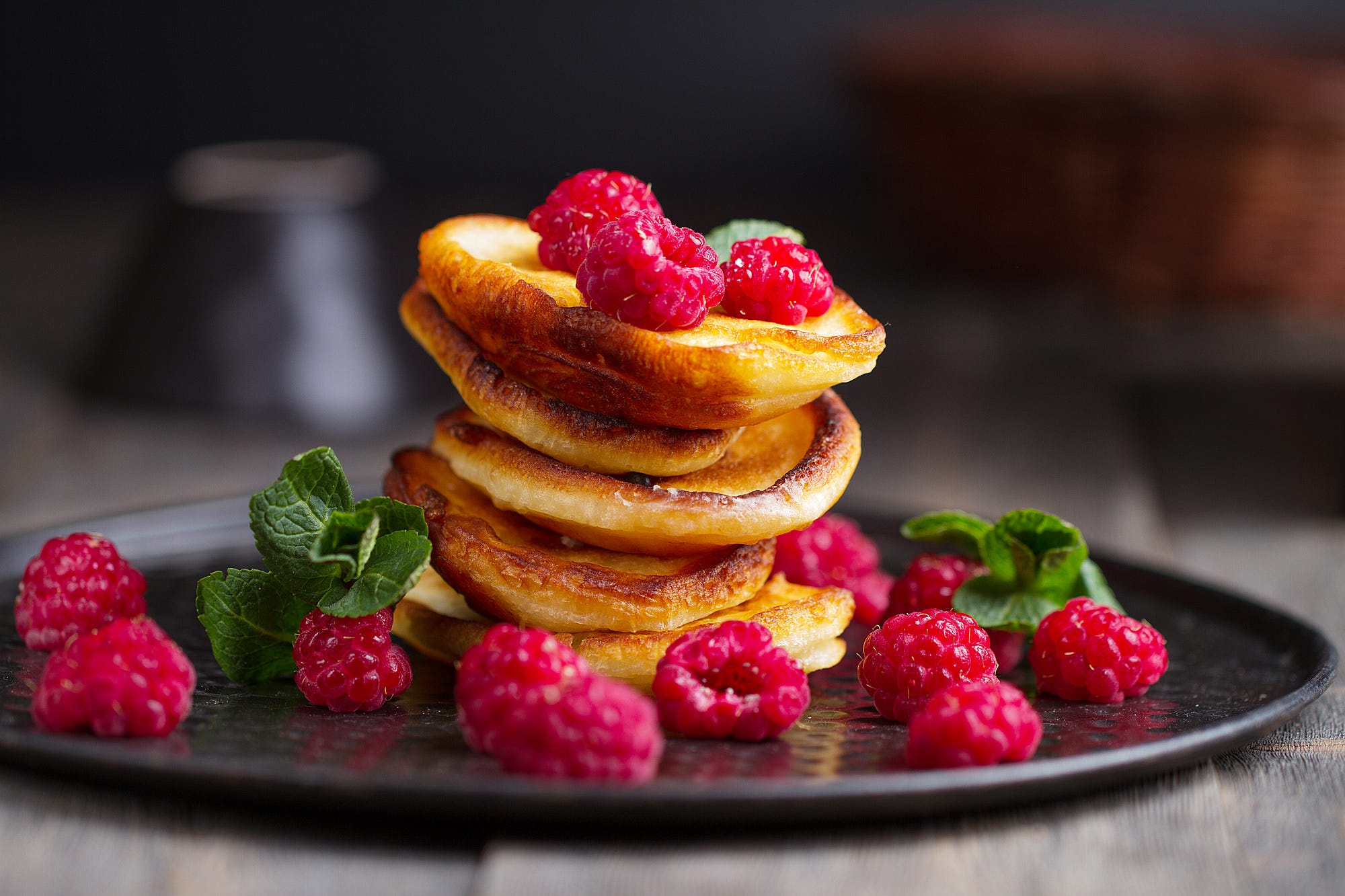 Download mobile wallpaper Food, Raspberry, Berry, Fruit, Breakfast, Pancake for free.