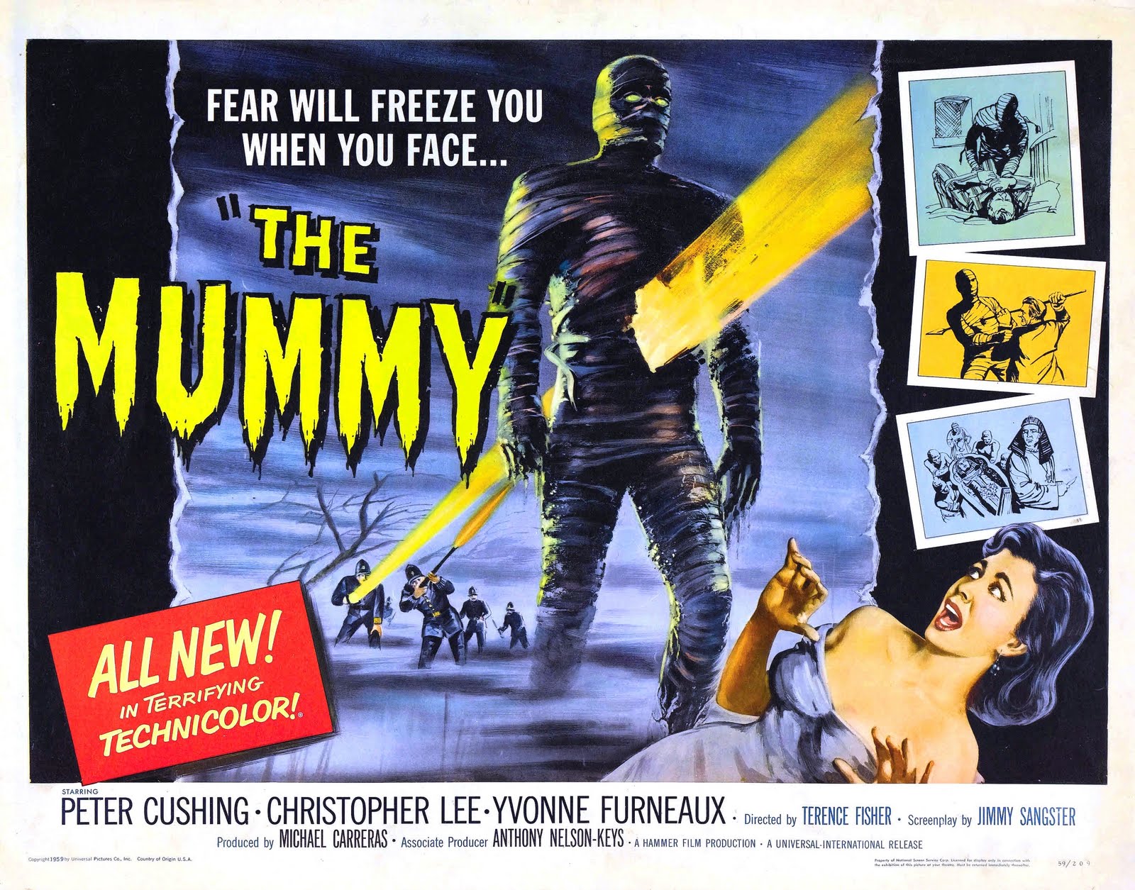 Скачать картинку Кино, Ужастик, Ползающий, Страшные, Пугающий, Хеллоуин, Мумия (1959) в телефон бесплатно.
