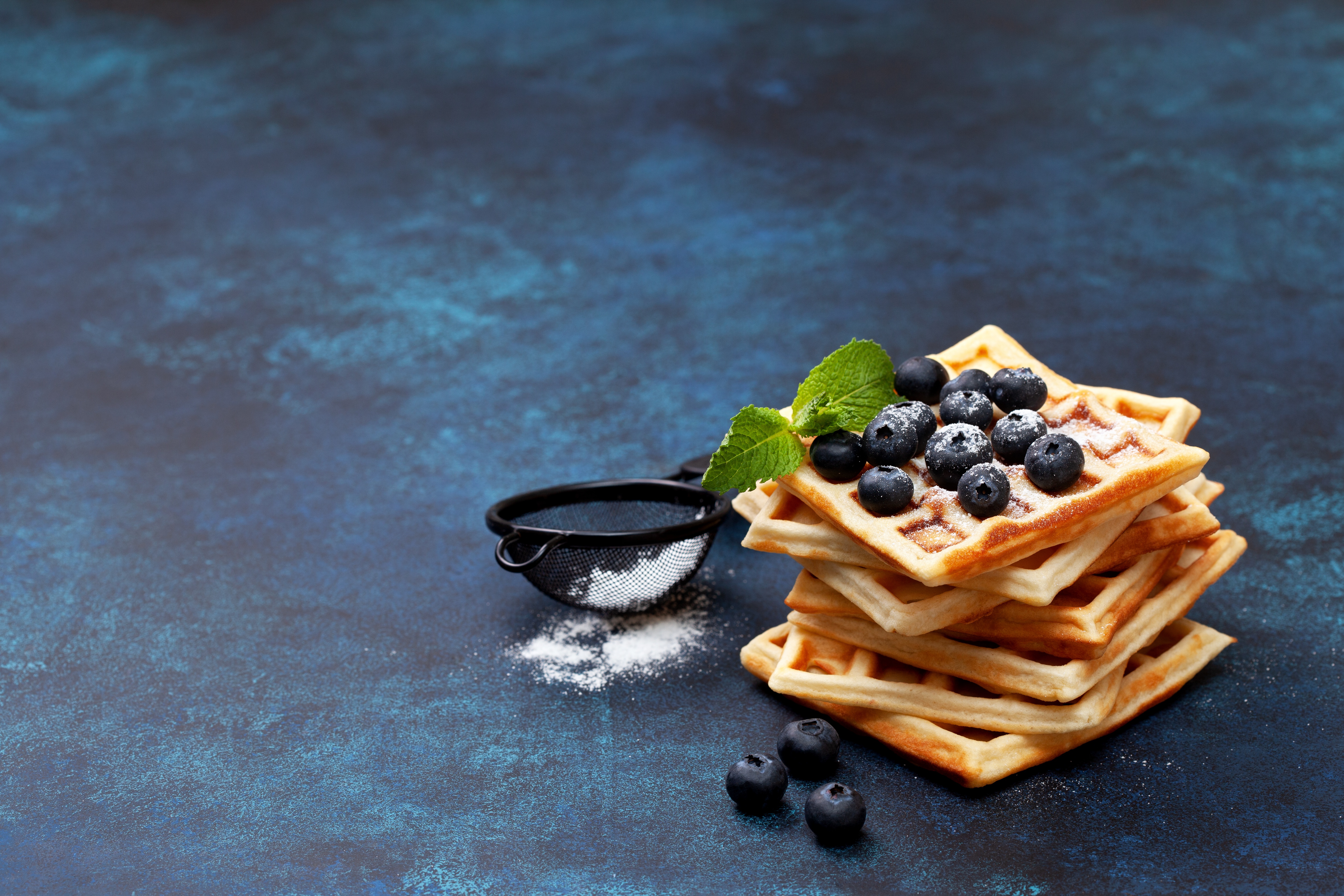 Free download wallpaper Food, Blueberry, Still Life, Berry, Waffle, Breakfast on your PC desktop
