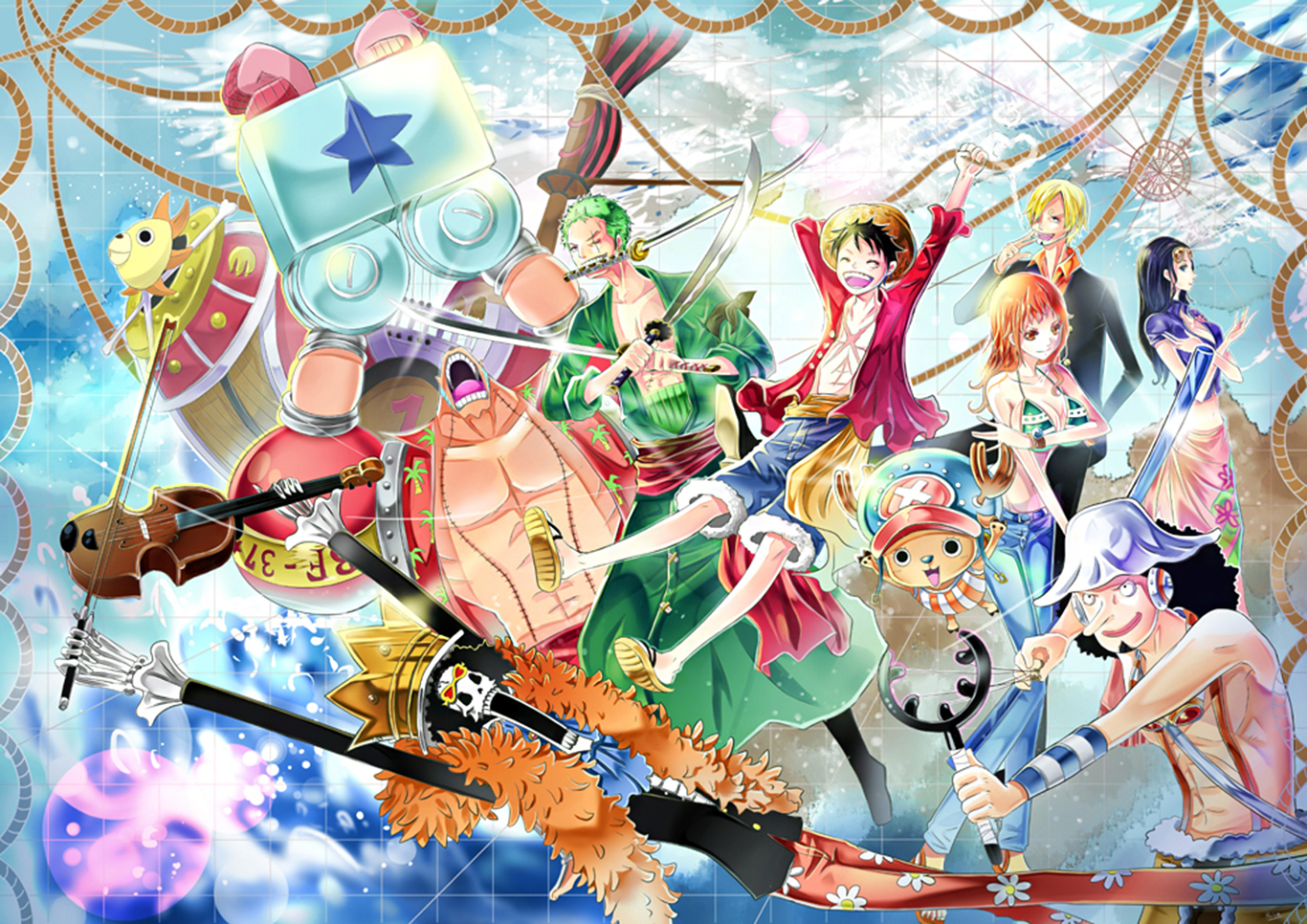 Download mobile wallpaper Sunny (One Piece), Brook (One Piece), Franky (One Piece), Nami (One Piece), Nico Robin, Roronoa Zoro, Sanji (One Piece), Tony Tony Chopper, Usopp (One Piece), Monkey D Luffy, One Piece, Anime for free.