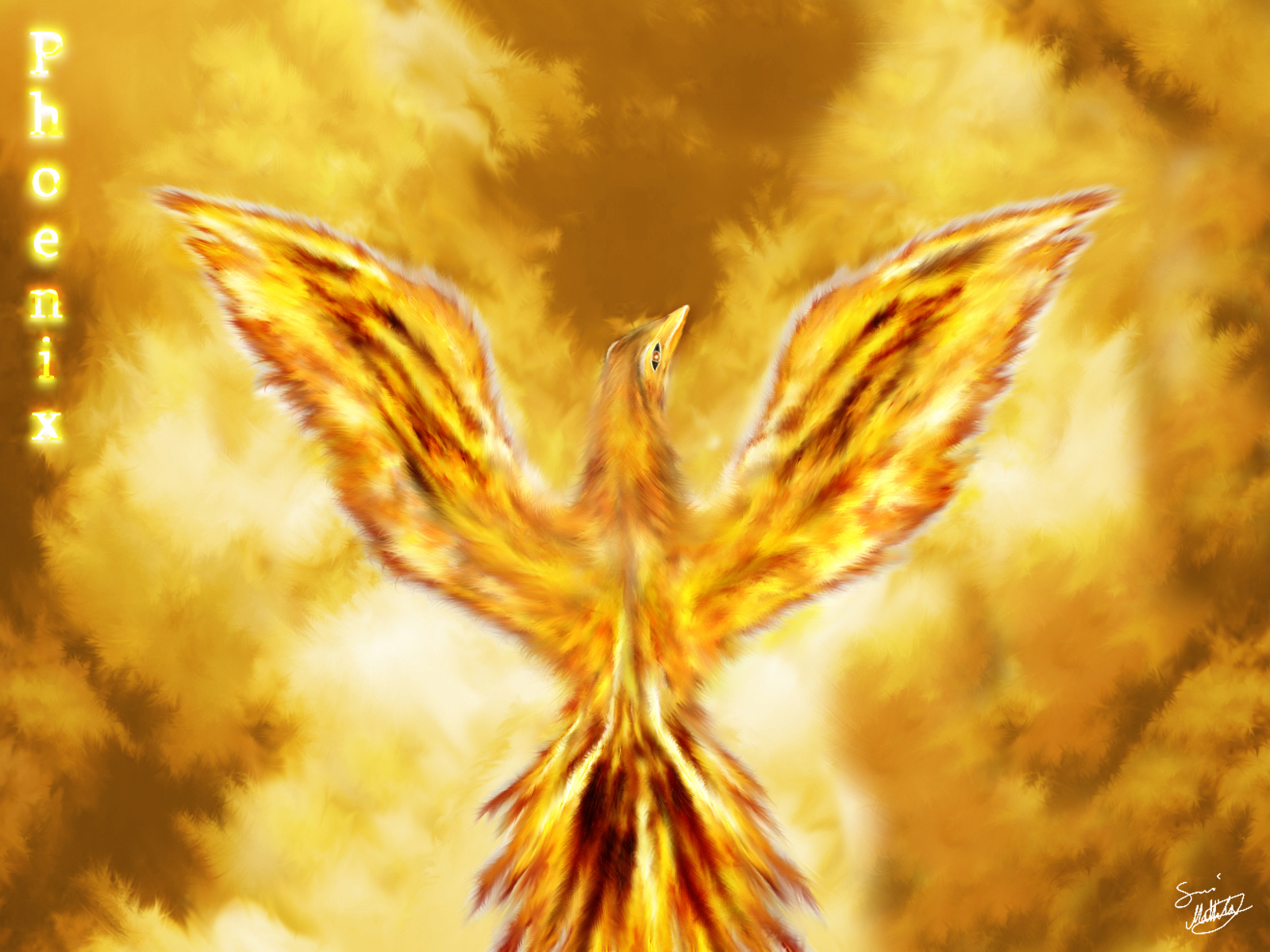 Free download wallpaper Fantasy, Gold, Bird, Phoenix, Fantasy Animals on your PC desktop