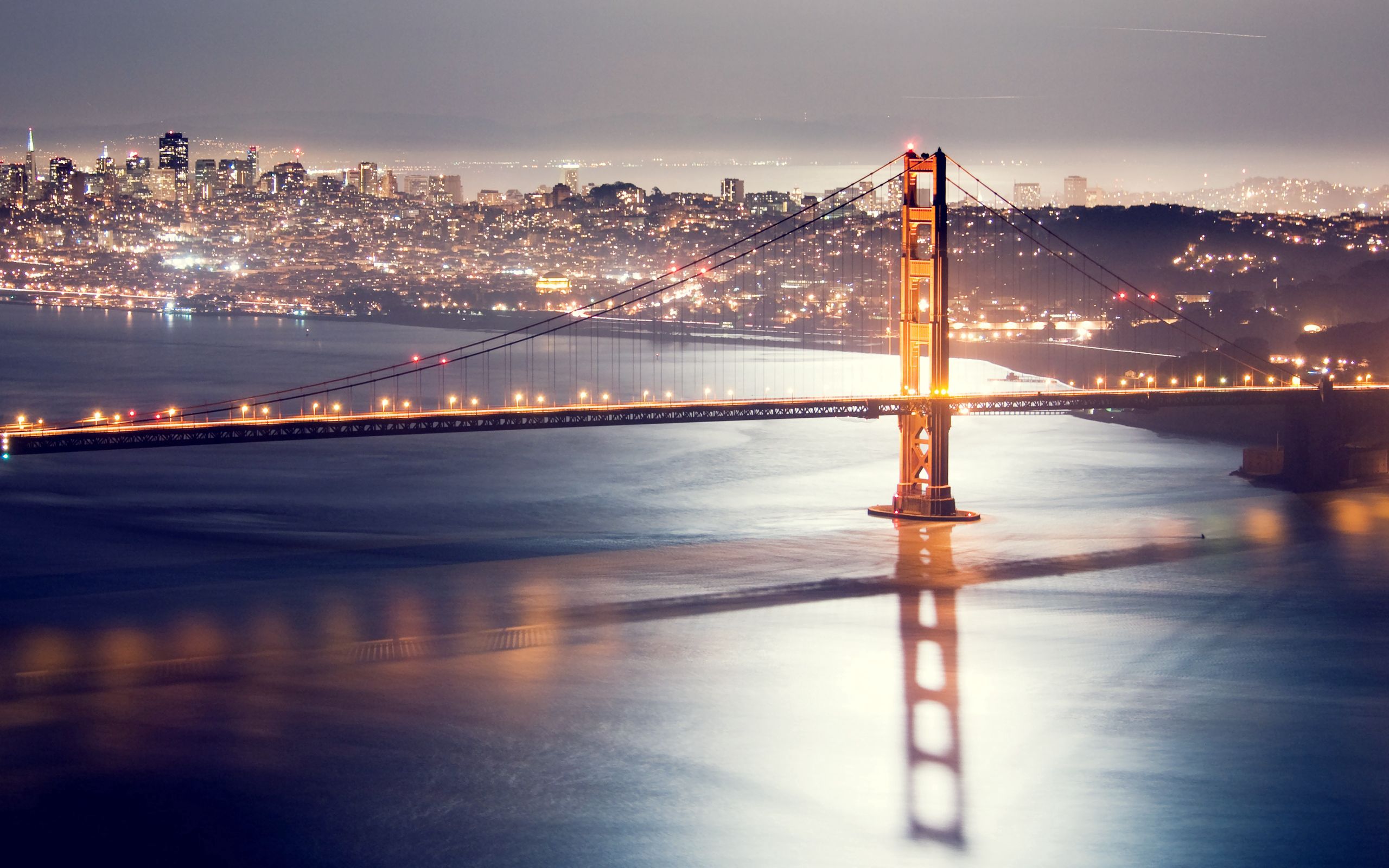 Скачать картинку Города, Огни, Мост, Hdr, Ночь, Сан Франциско в телефон бесплатно.