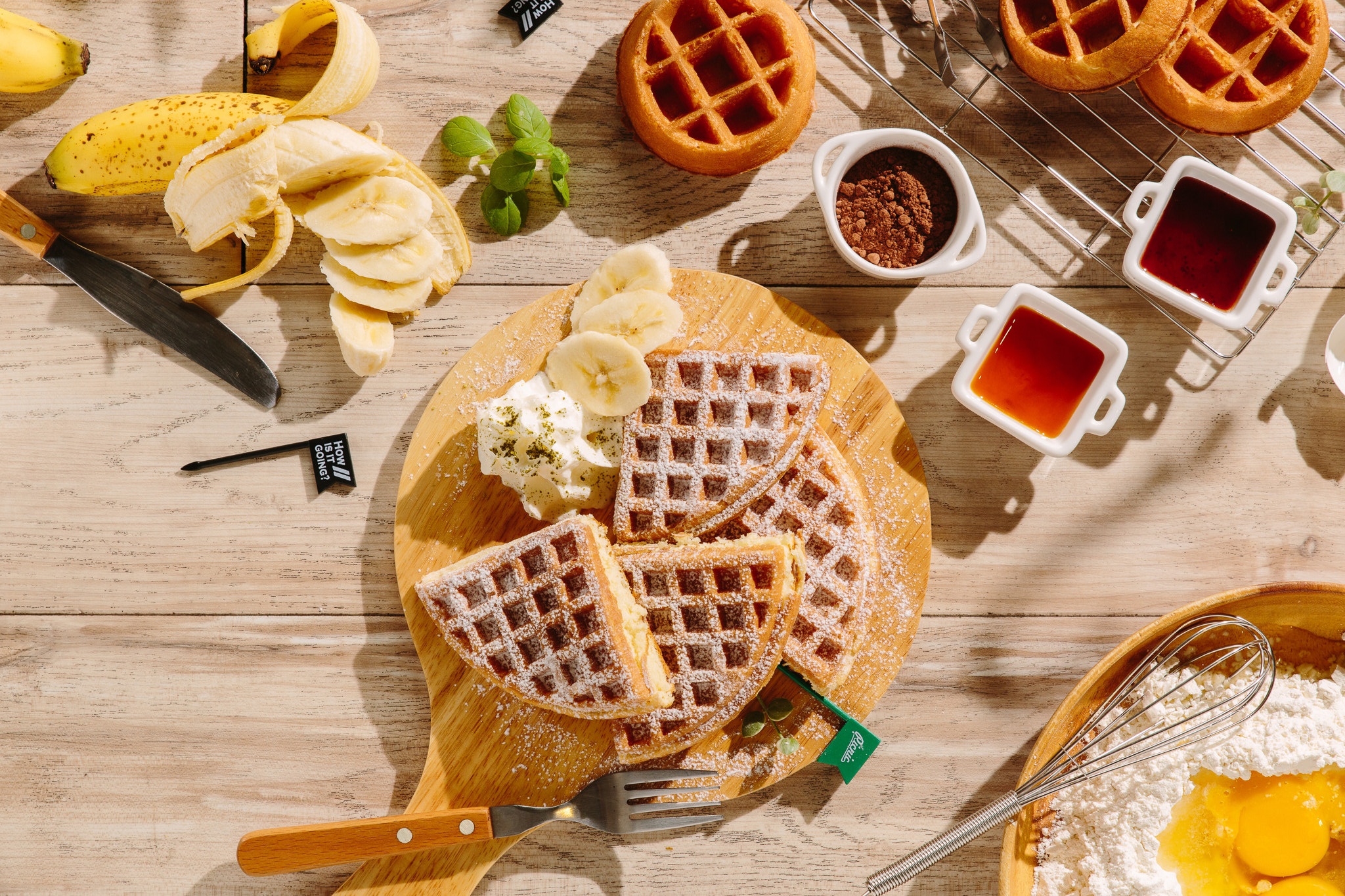 Download mobile wallpaper Food, Still Life, Banana, Waffle for free.