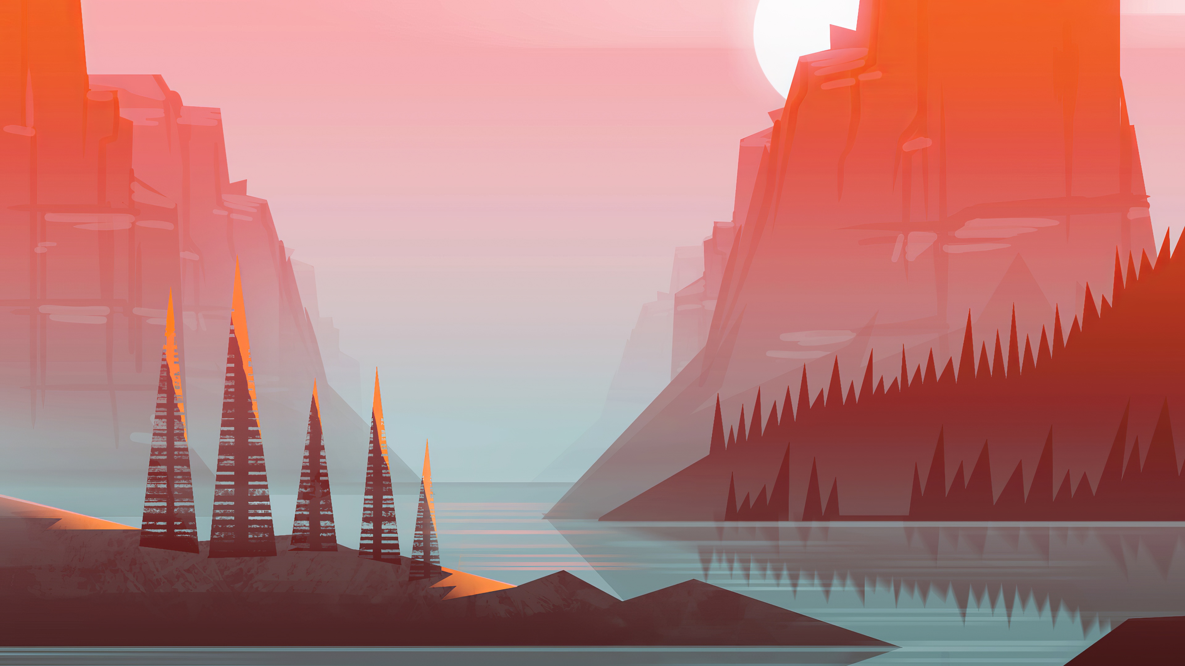 Free download wallpaper Landscape, Nature, Mountain, Cliff, Artistic, River on your PC desktop