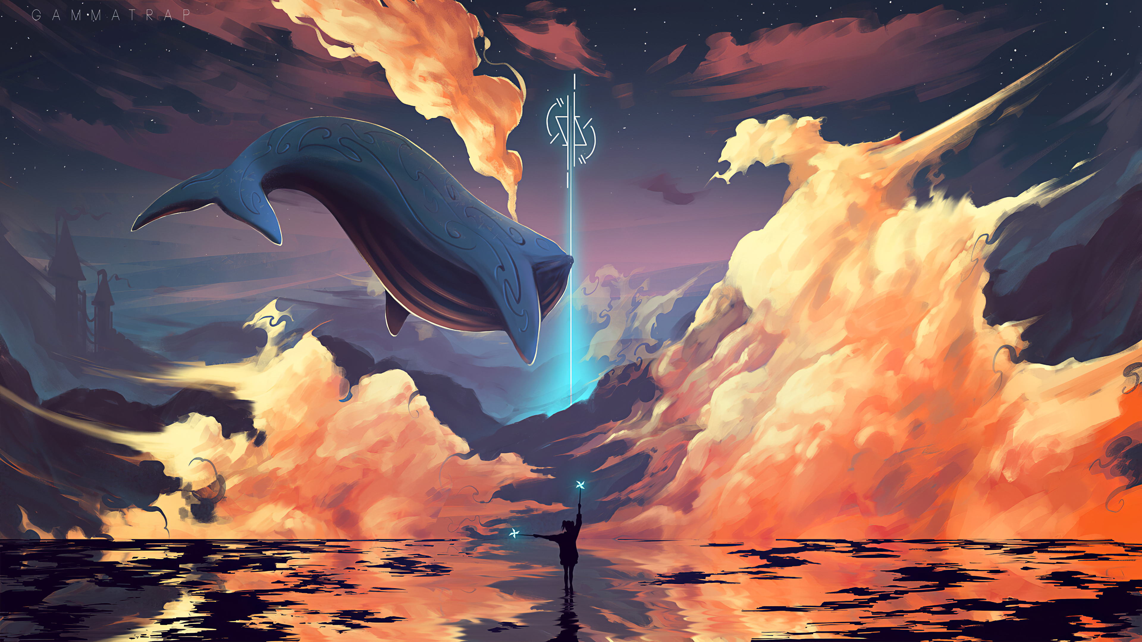 Download mobile wallpaper Fantasy, Sky, Cloud, Whale, Fantasy Animals for free.