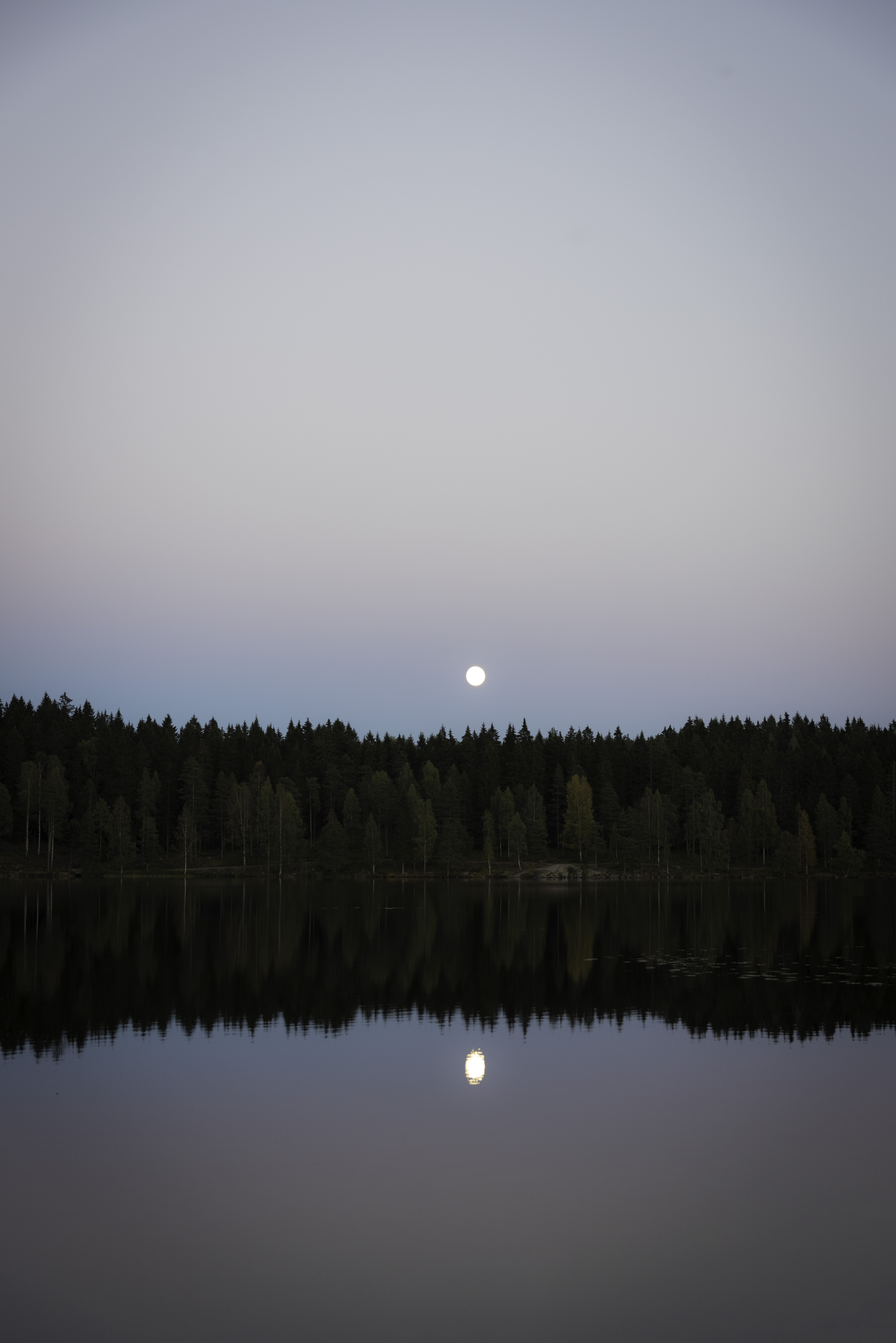 Free download wallpaper Nature, Water, Lake, Reflection, Forest, Landscape, Moon on your PC desktop