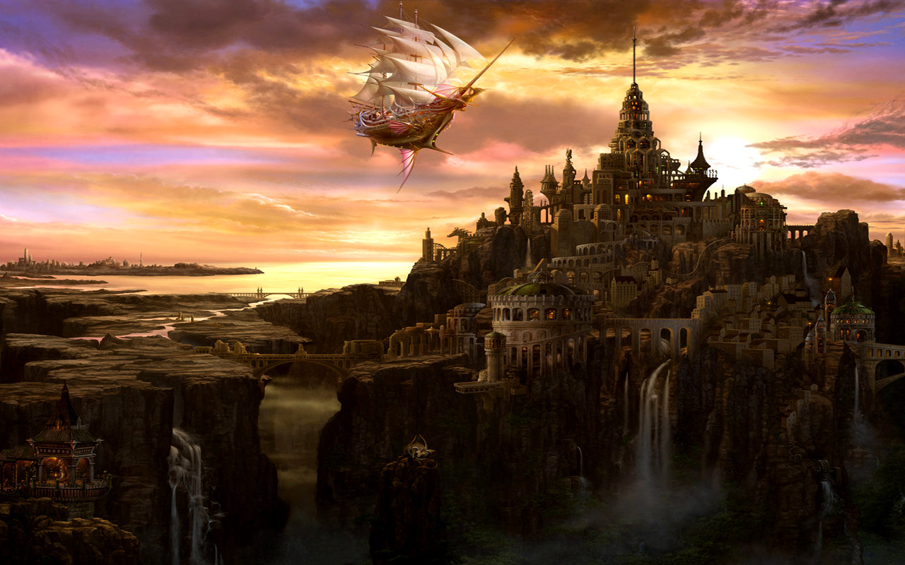 Free download wallpaper Fantasy, City on your PC desktop