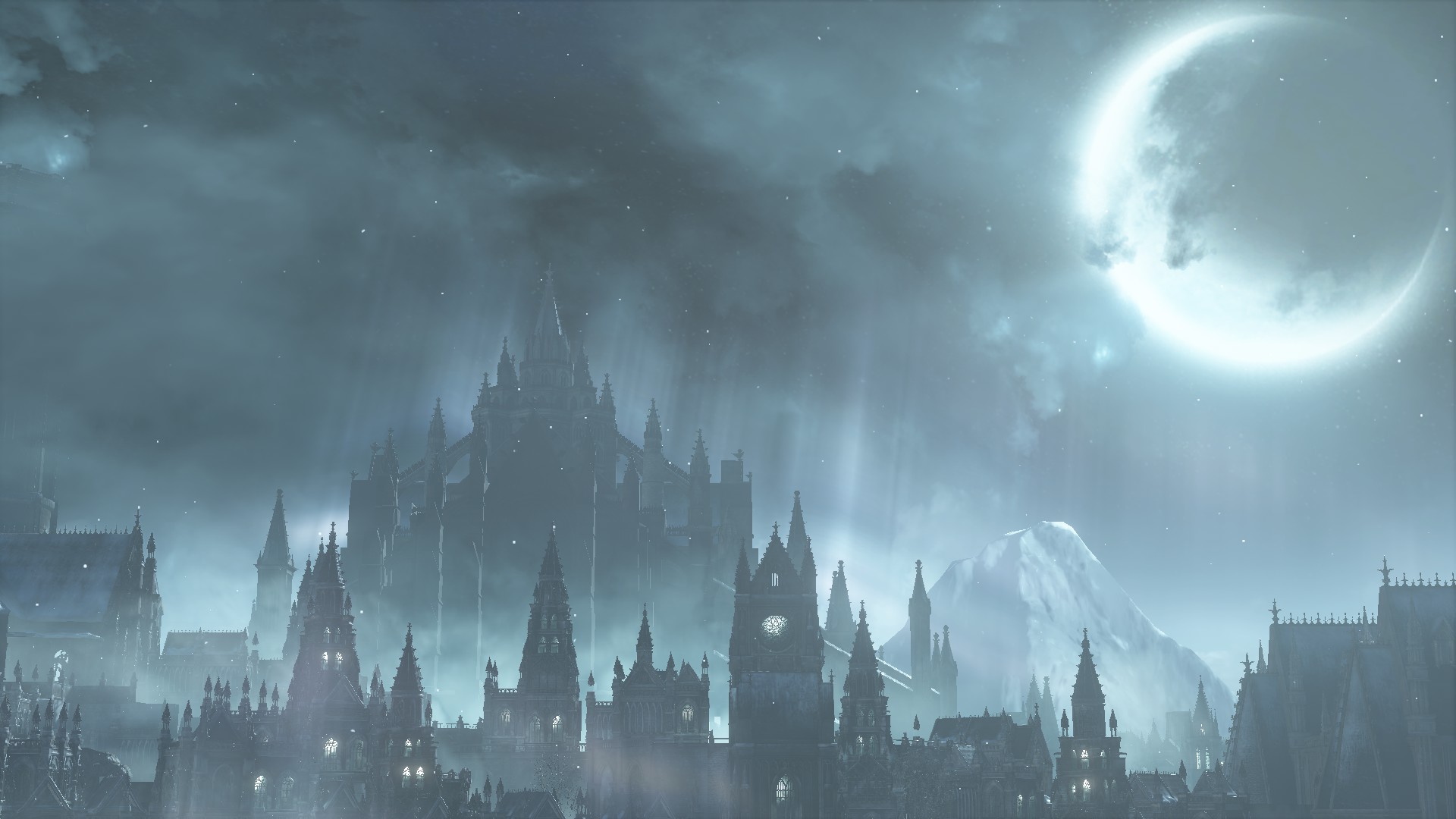 Download mobile wallpaper Night, Moon, City, Video Game, Dark Souls, Dark Souls Iii, Irithyll Of The Boreal Valley for free.
