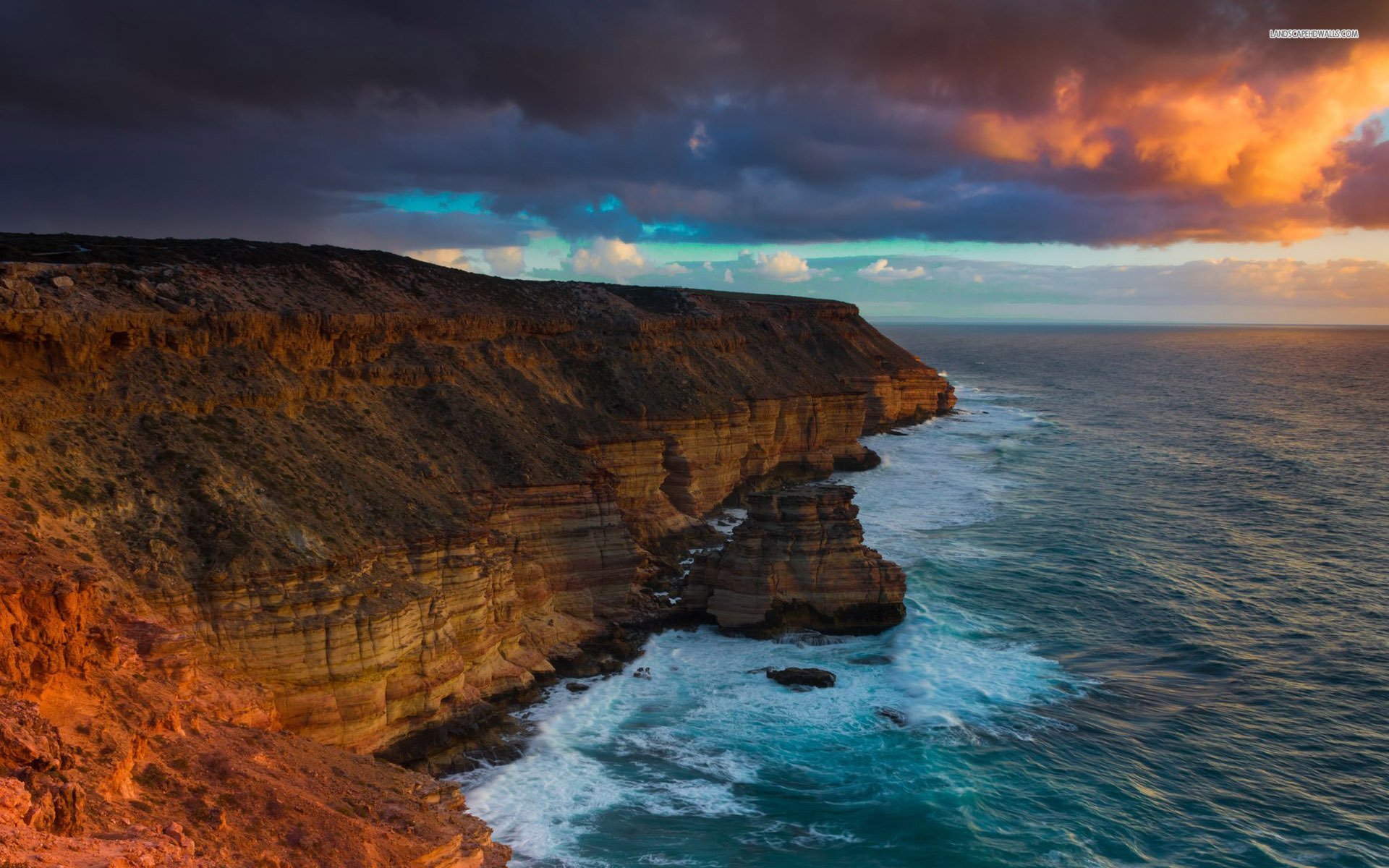 Download mobile wallpaper Sunset, Horizon, Earth, Cliff, Cloud, Coastline for free.