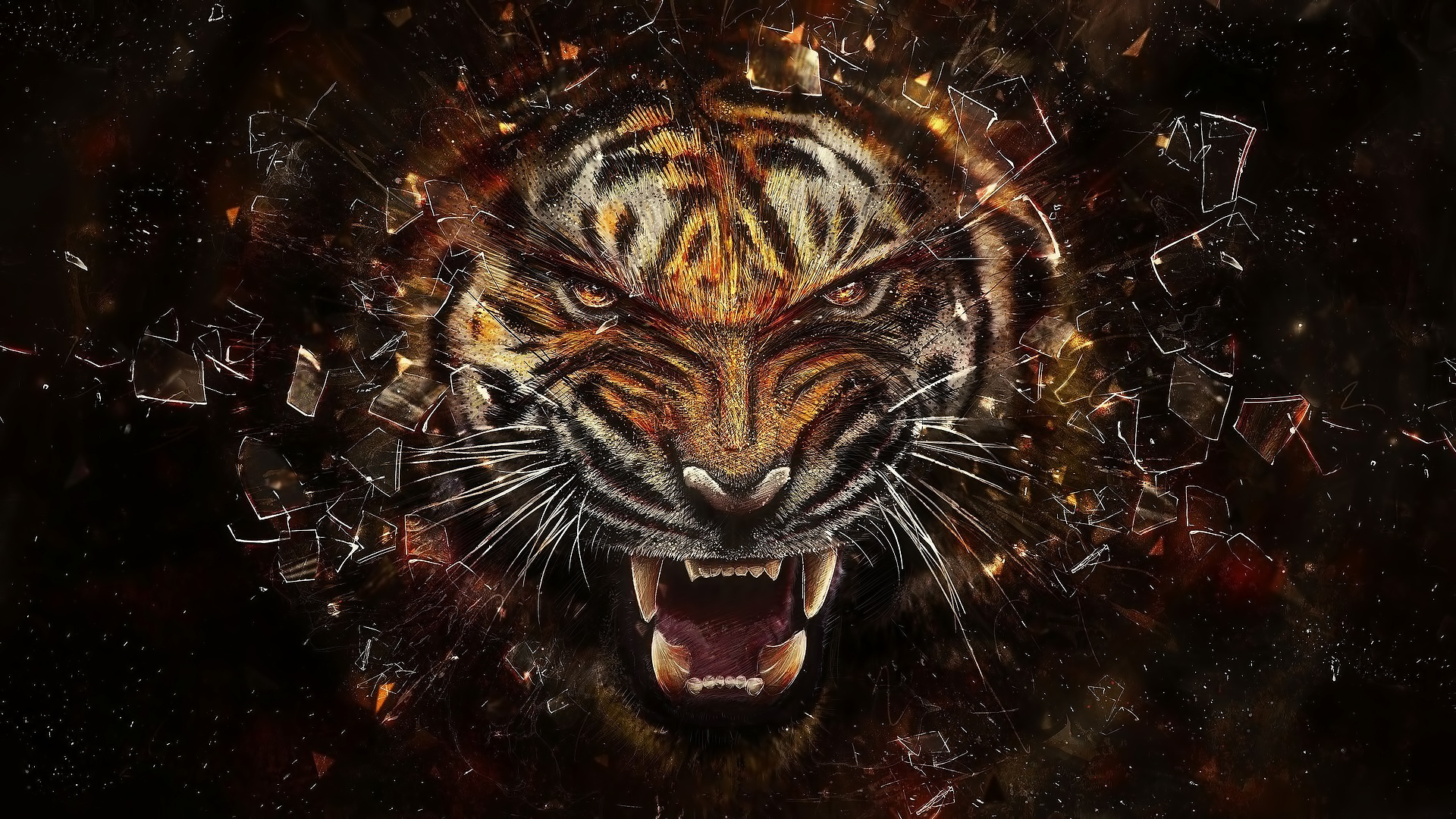34118 télécharger le fond d'écran tigres, animaux, dessins, noir - économiseurs d'écran et images gratuitement