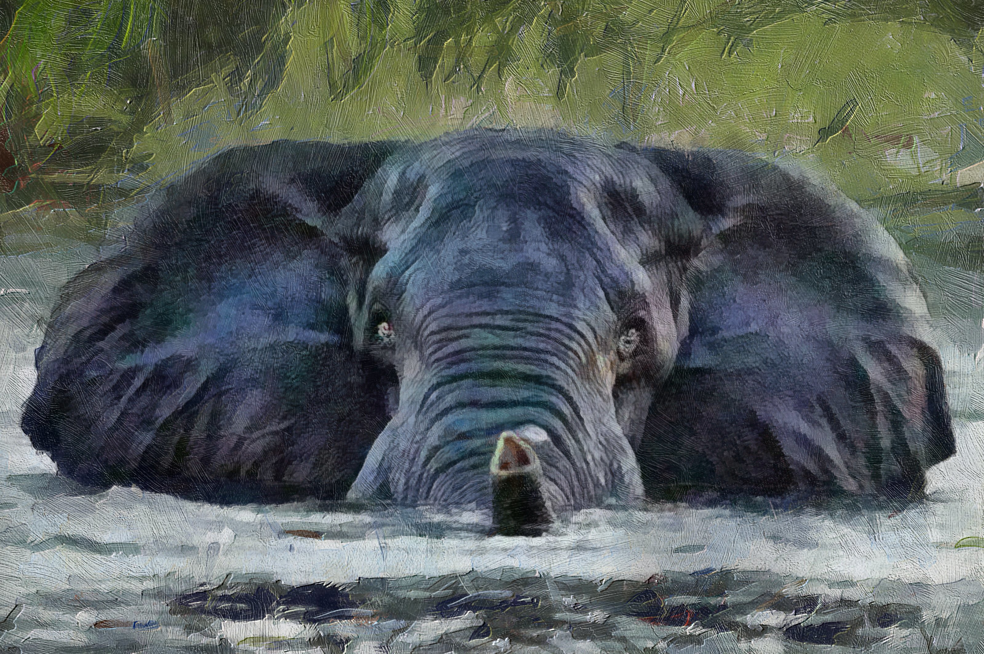 Скачать картинку Животные, Слоны, Картина, Африканский Слон в телефон бесплатно.