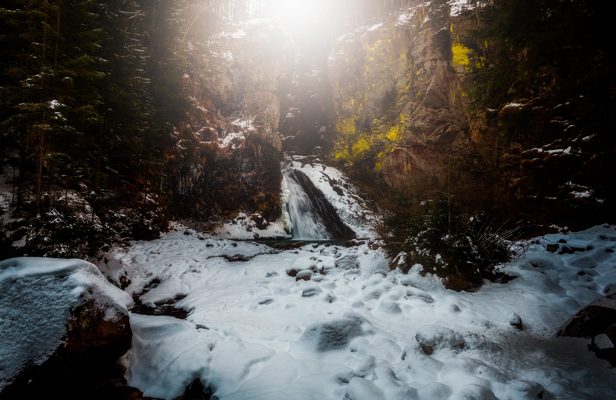 Free download wallpaper Winter, Nature, Waterfalls, Snow, Waterfall, Earth on your PC desktop