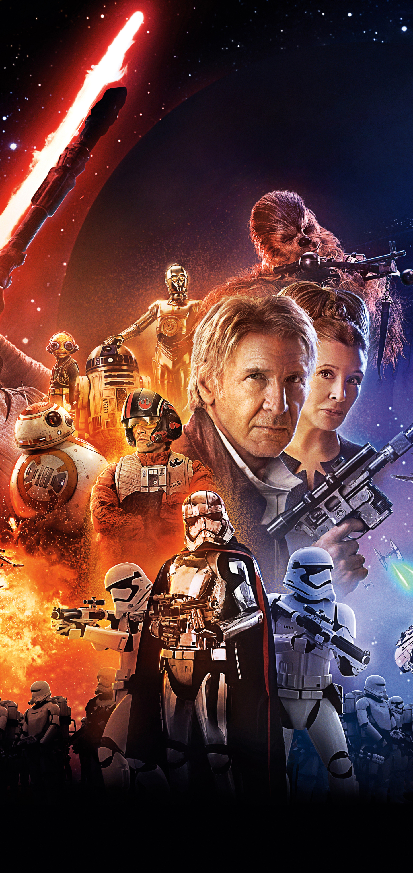 Free download wallpaper Star Wars, Movie, R2 D2, Chewbacca, Han Solo, Princess Leia, Star Wars Episode Vii: The Force Awakens, Bb 8, Captain Phasma on your PC desktop
