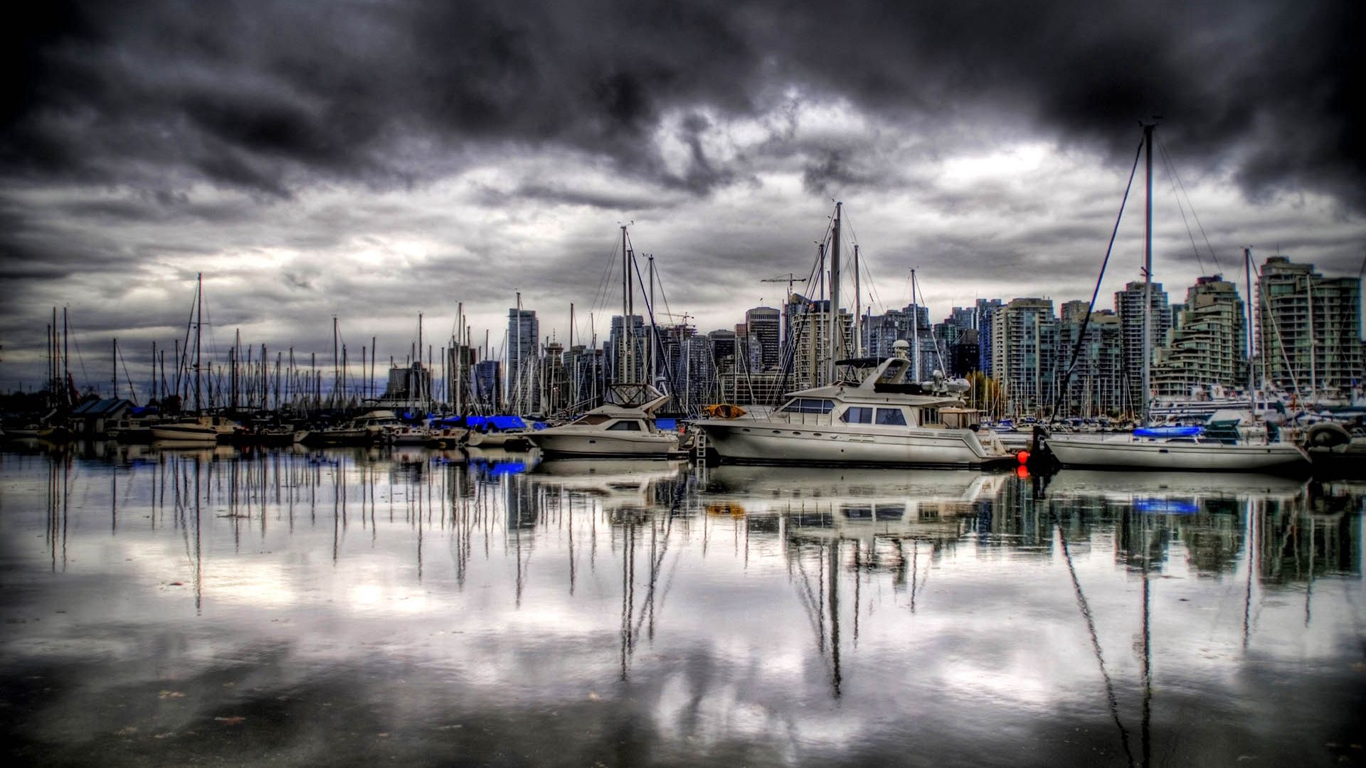 cities, sea, yachts, boats, building, pier 4K, Ultra HD