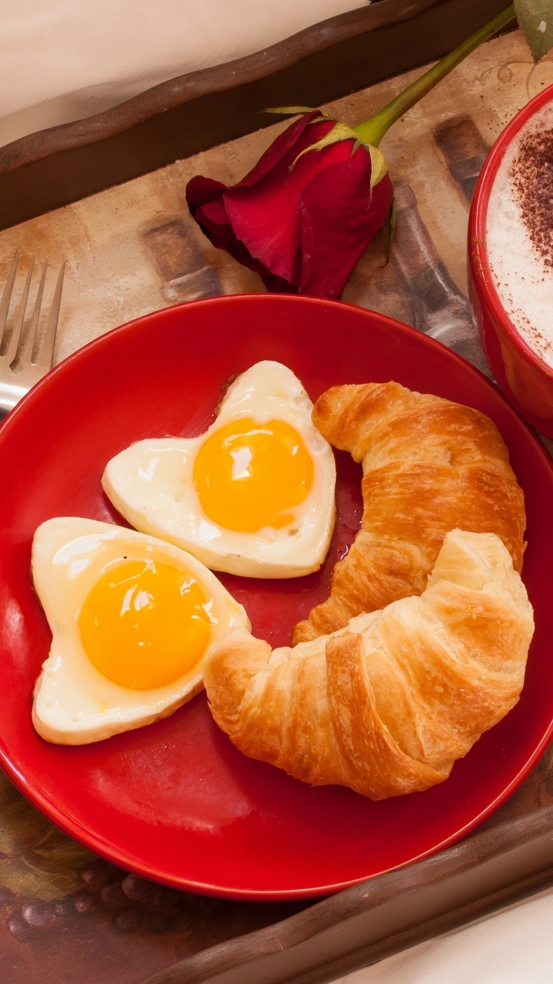 Download mobile wallpaper Food, Coffee, Cup, Egg, Breakfast, Croissant for free.