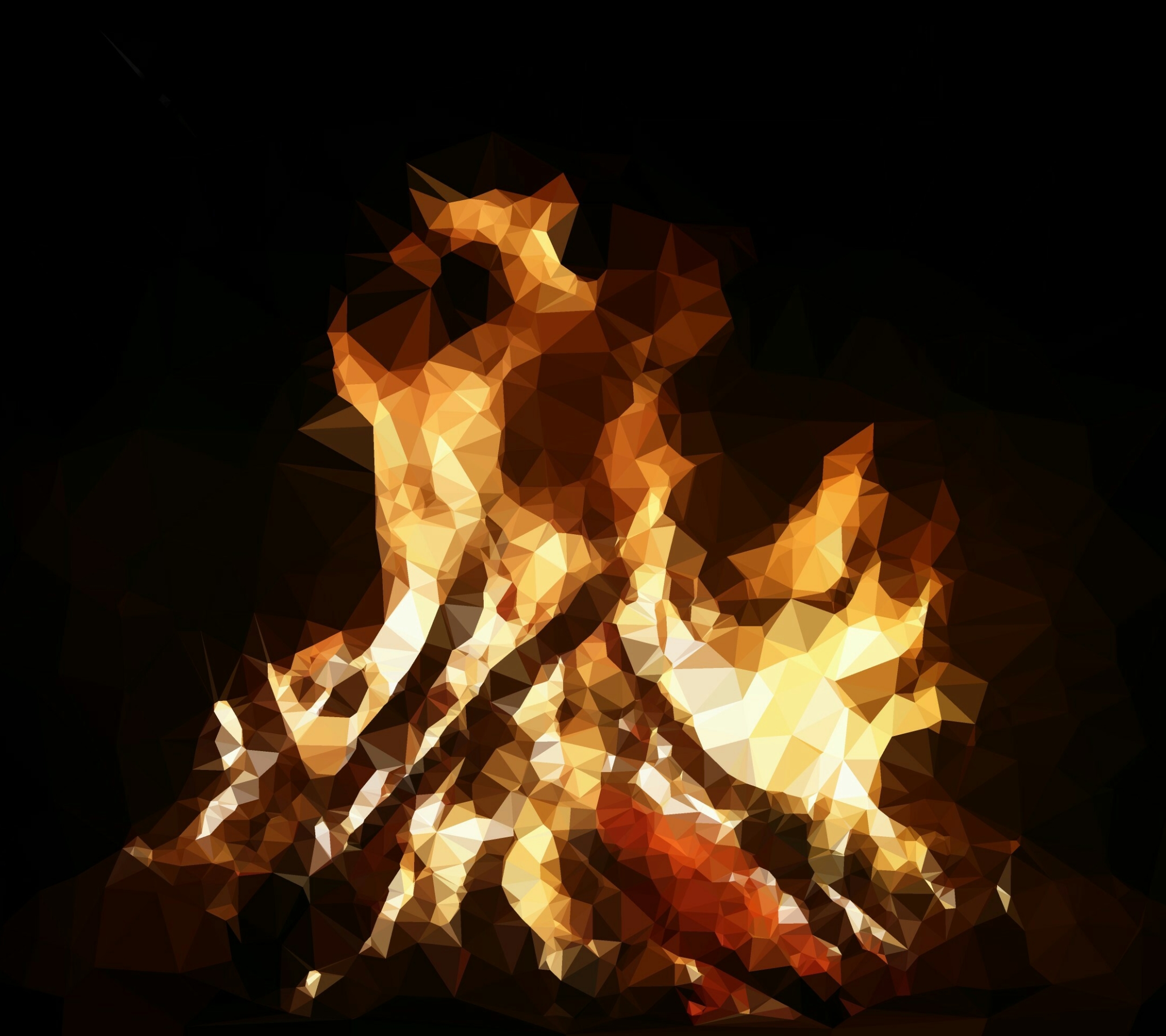 Download mobile wallpaper Fire, Artistic, Polygon, Low Poly, Orange (Color) for free.