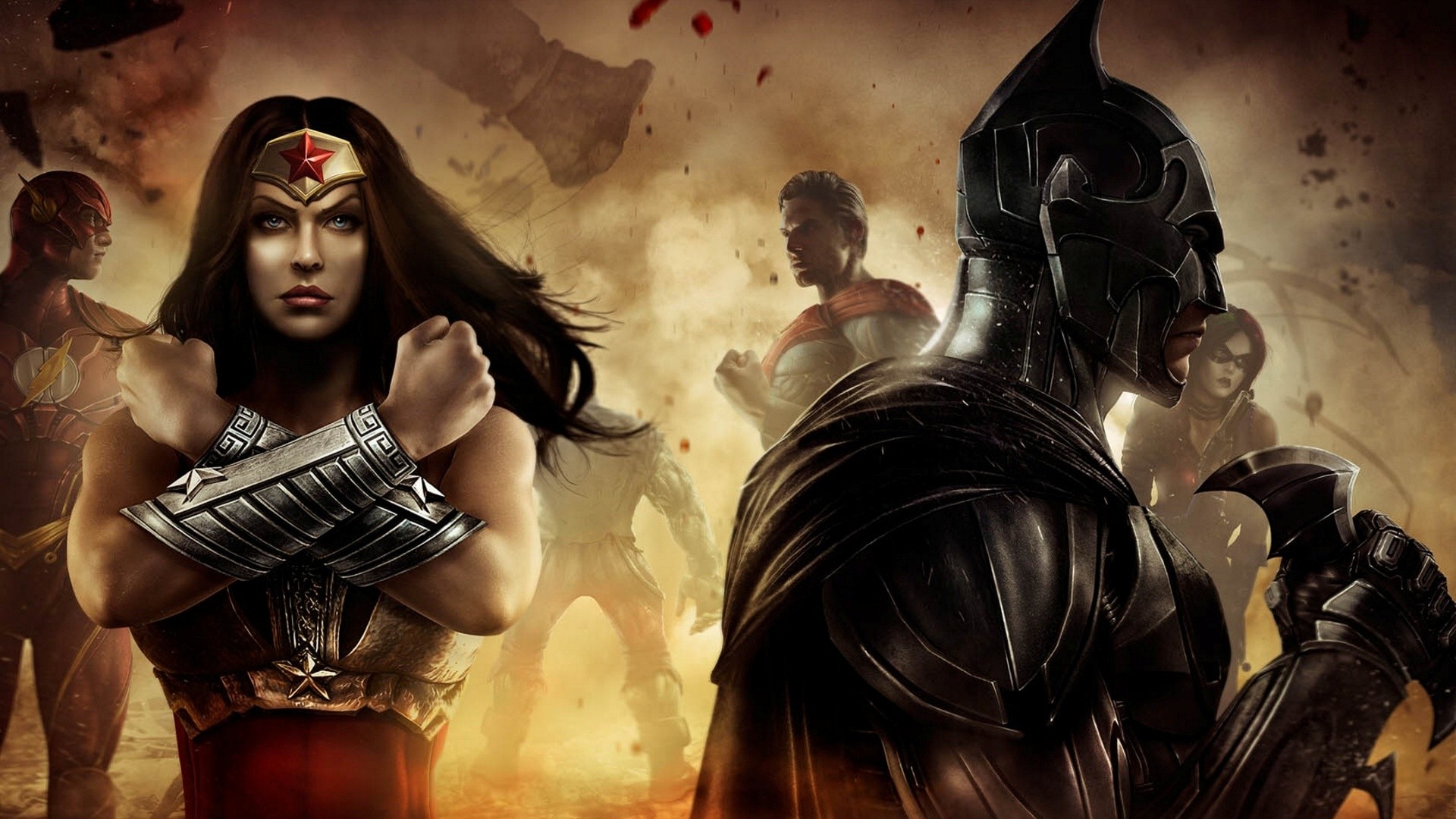Laden Sie das Batman, Blinken, Computerspiele, Harley Quinn, Übermensch, Wonderwoman, Barry Allen, Injustice: Gods Among Us, Injustice-Bild kostenlos auf Ihren PC-Desktop herunter