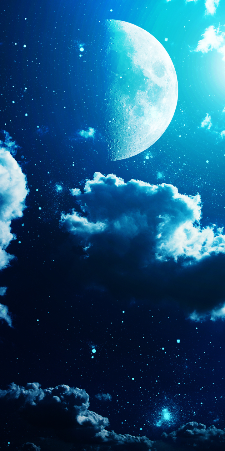 Download mobile wallpaper Sky, Night, Moon, Earth for free.